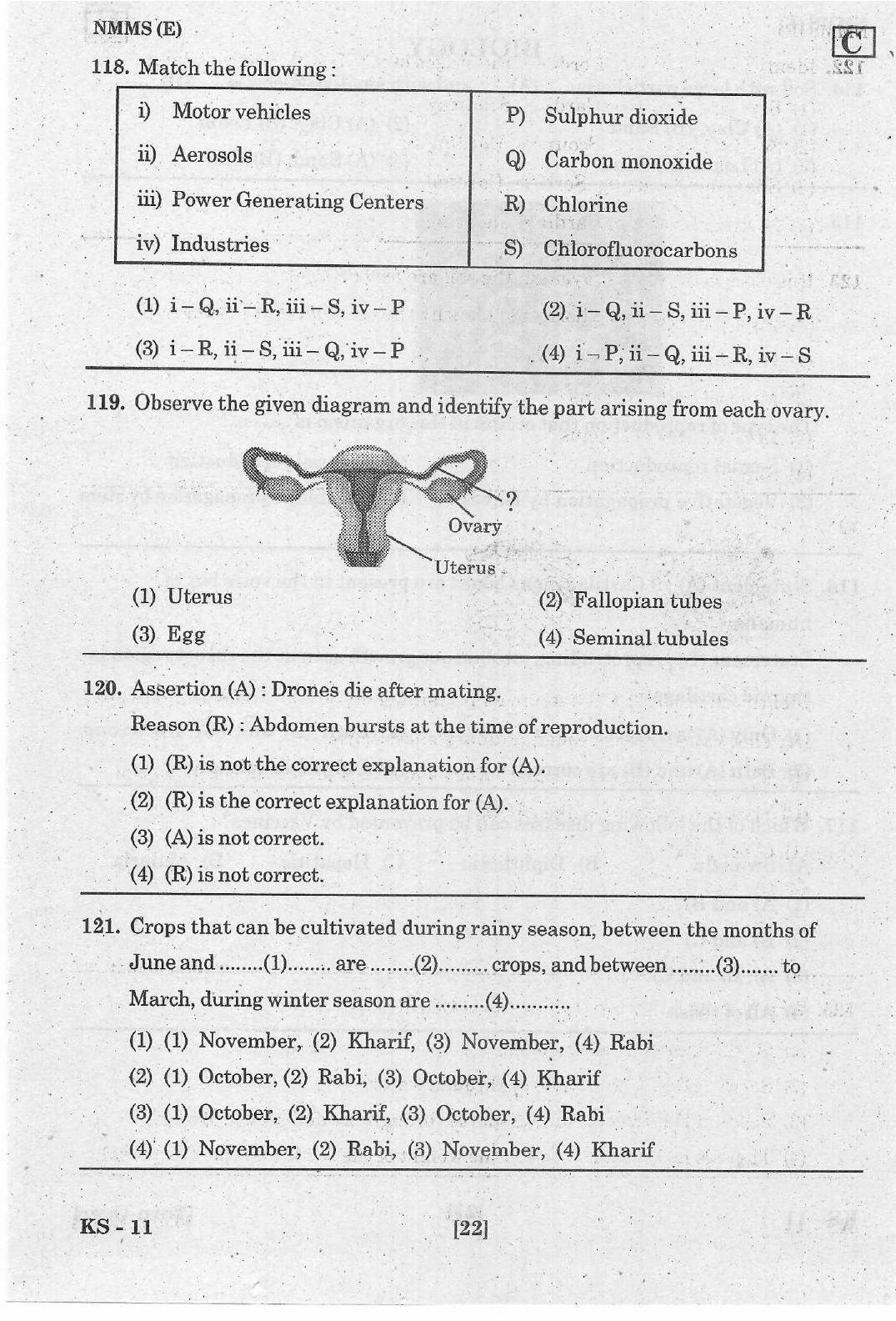 NMMS Feb 2021 - Booklet Code-C (English Medium) - Page 22