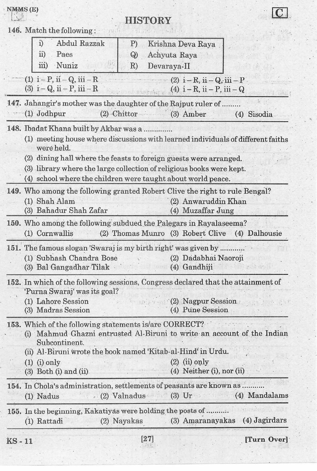 NMMS Feb 2021 - Booklet Code-C (English Medium) - Page 27