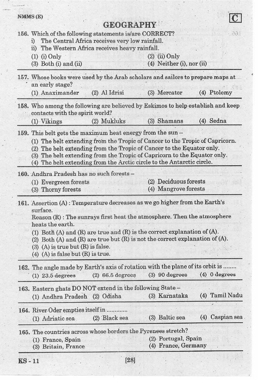 NMMS Feb 2021 - Booklet Code-C (English Medium) - Page 28