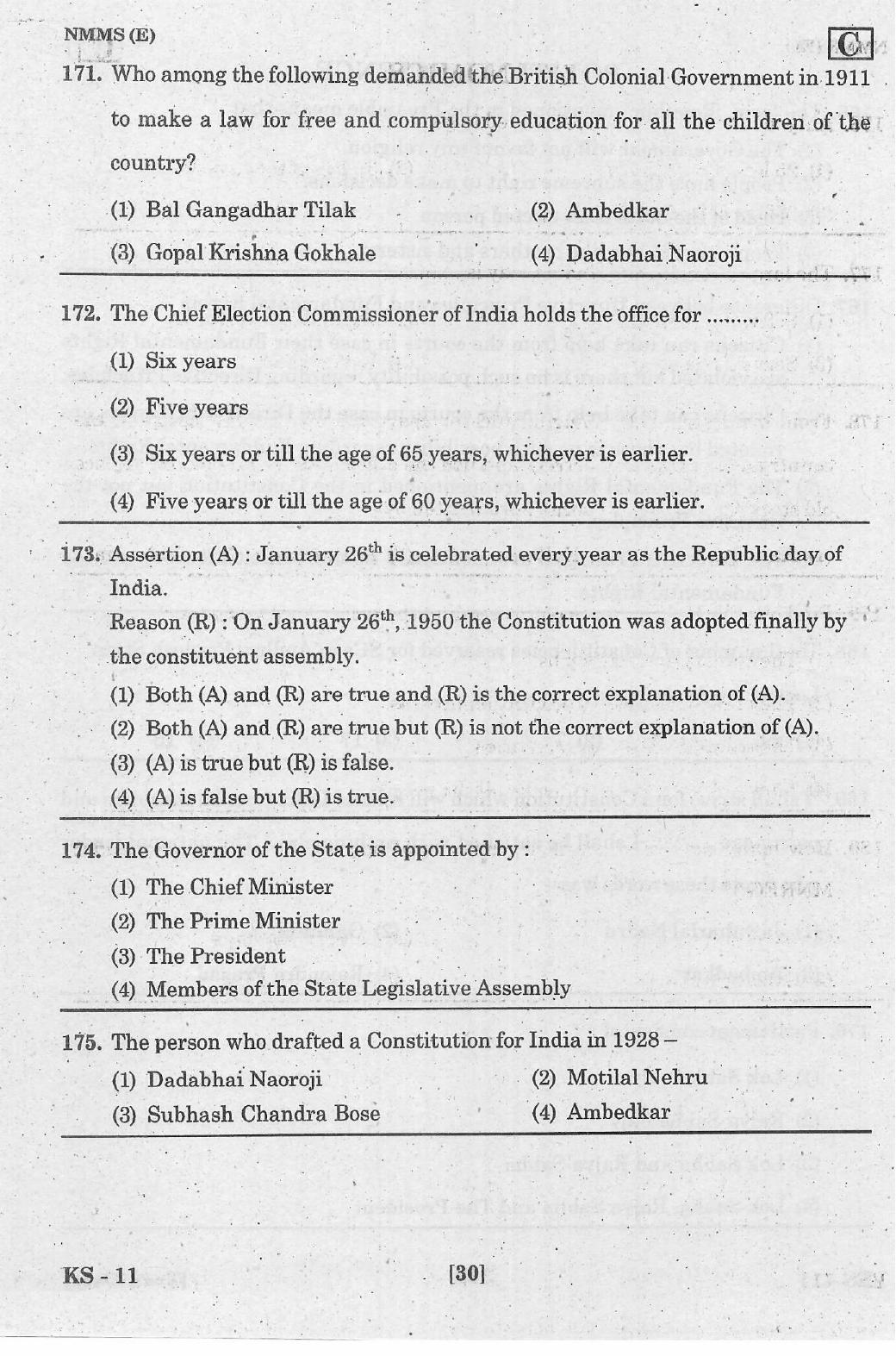 NMMS Feb 2021 - Booklet Code-C (English Medium) - Page 30