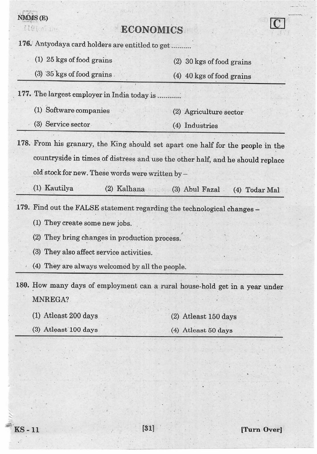 NMMS Feb 2021 - Booklet Code-C (English Medium) - Page 31