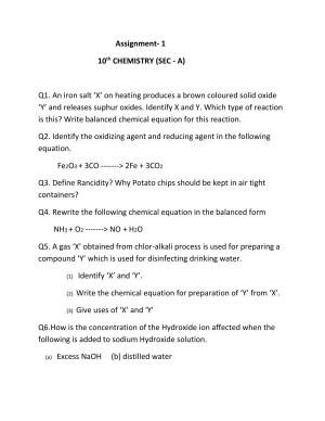CBSE Worksheets for Class 10 Chemistry Assignment 3