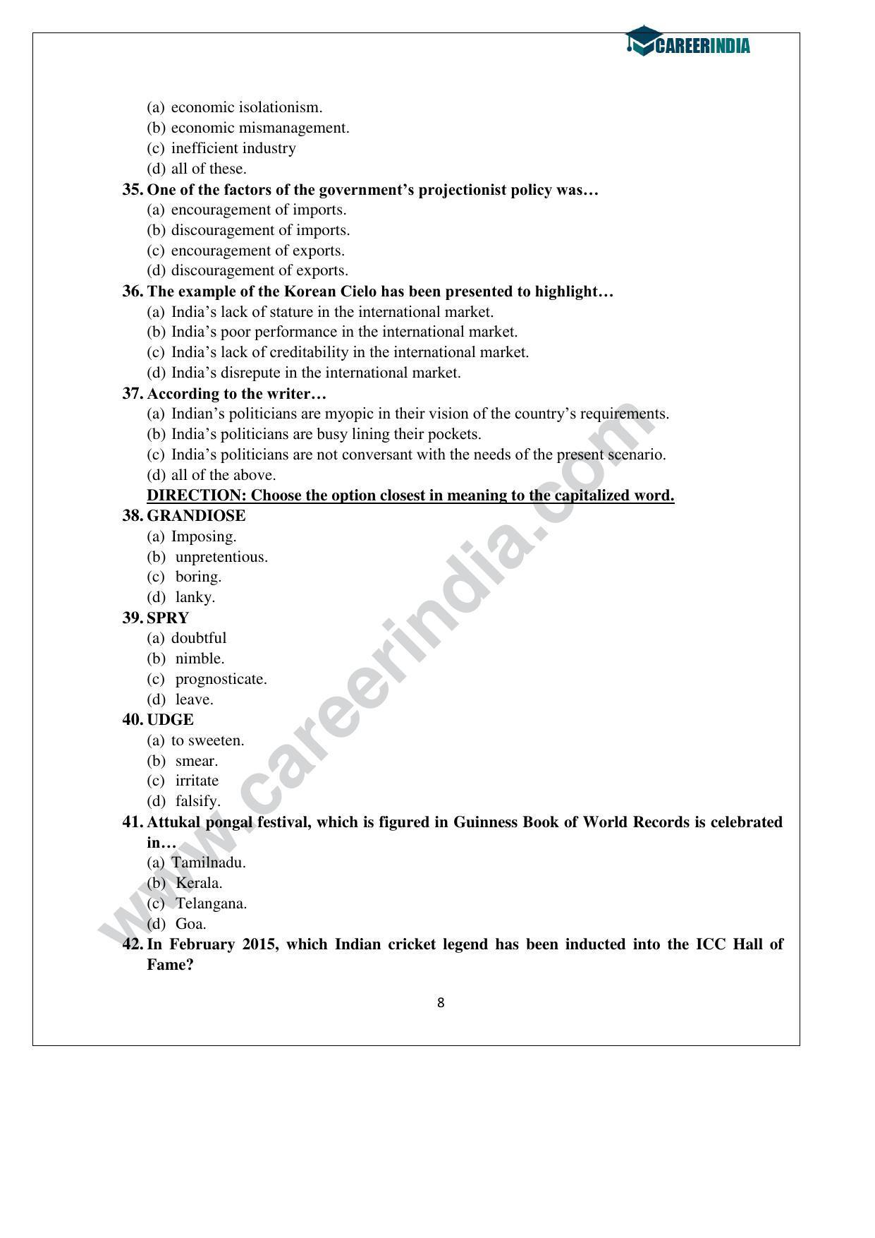 CLAT 2015 UG Question Paper with Answer Key - Page 8