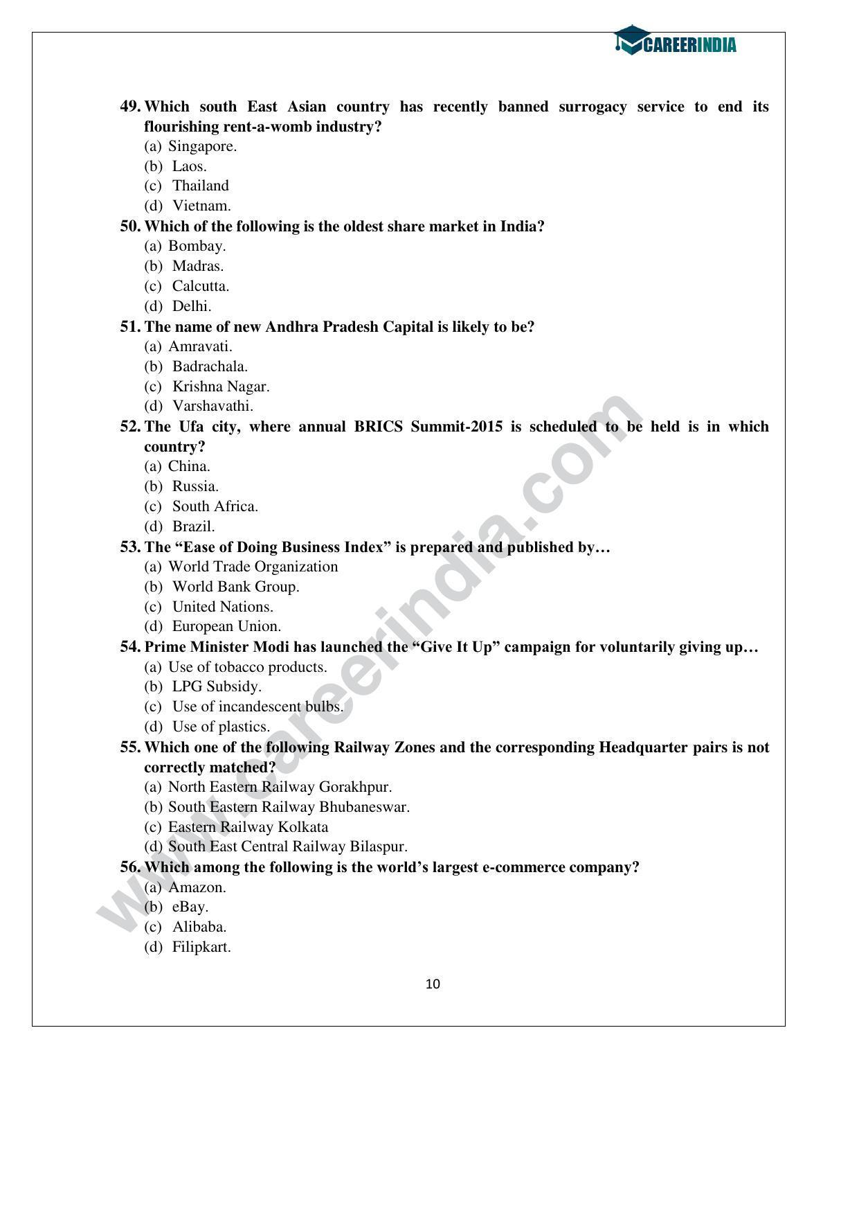 CLAT 2015 UG Question Paper with Answer Key - Page 10
