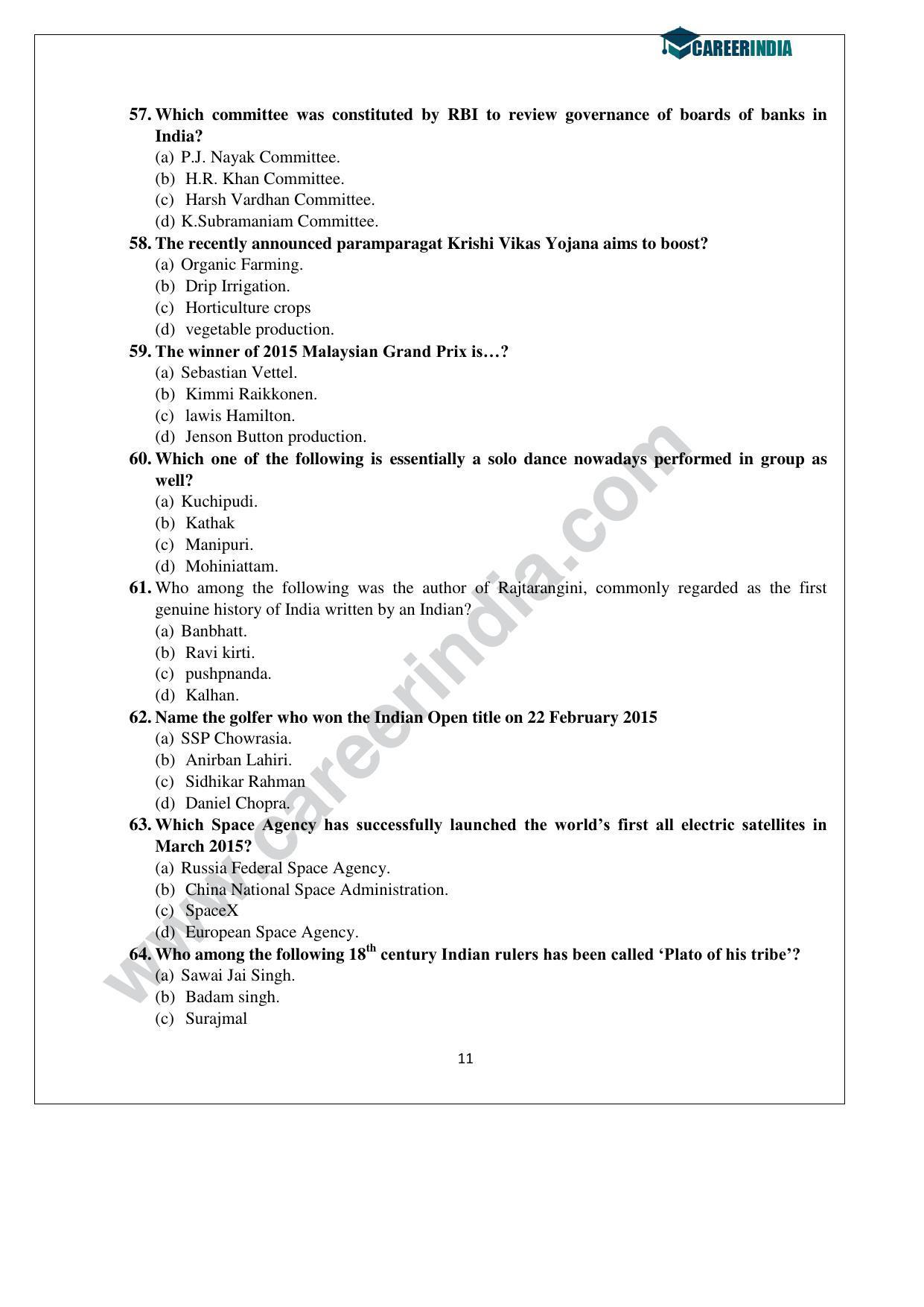 CLAT 2015 UG Question Paper with Answer Key - Page 11