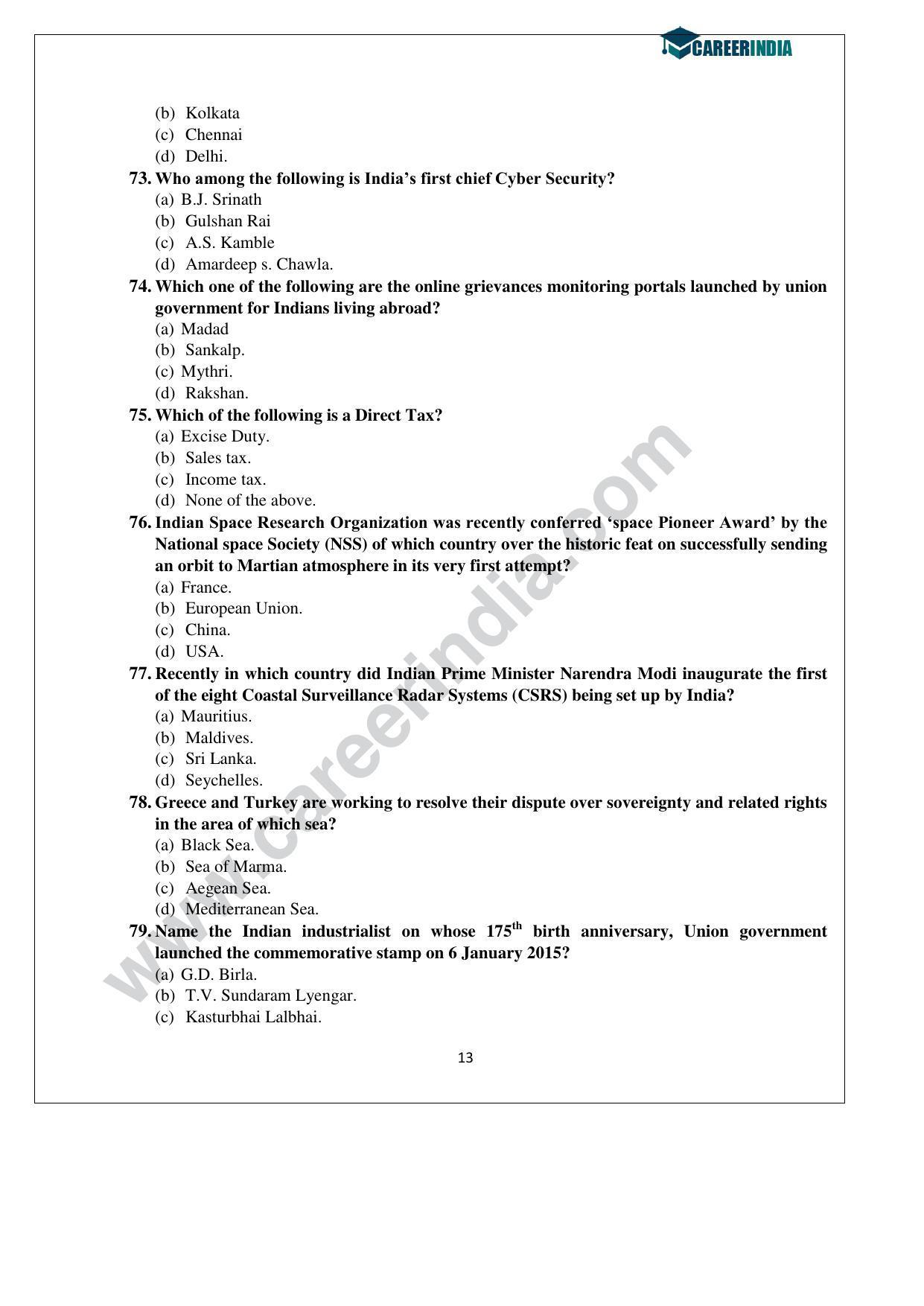 CLAT 2015 UG Question Paper with Answer Key - Page 13