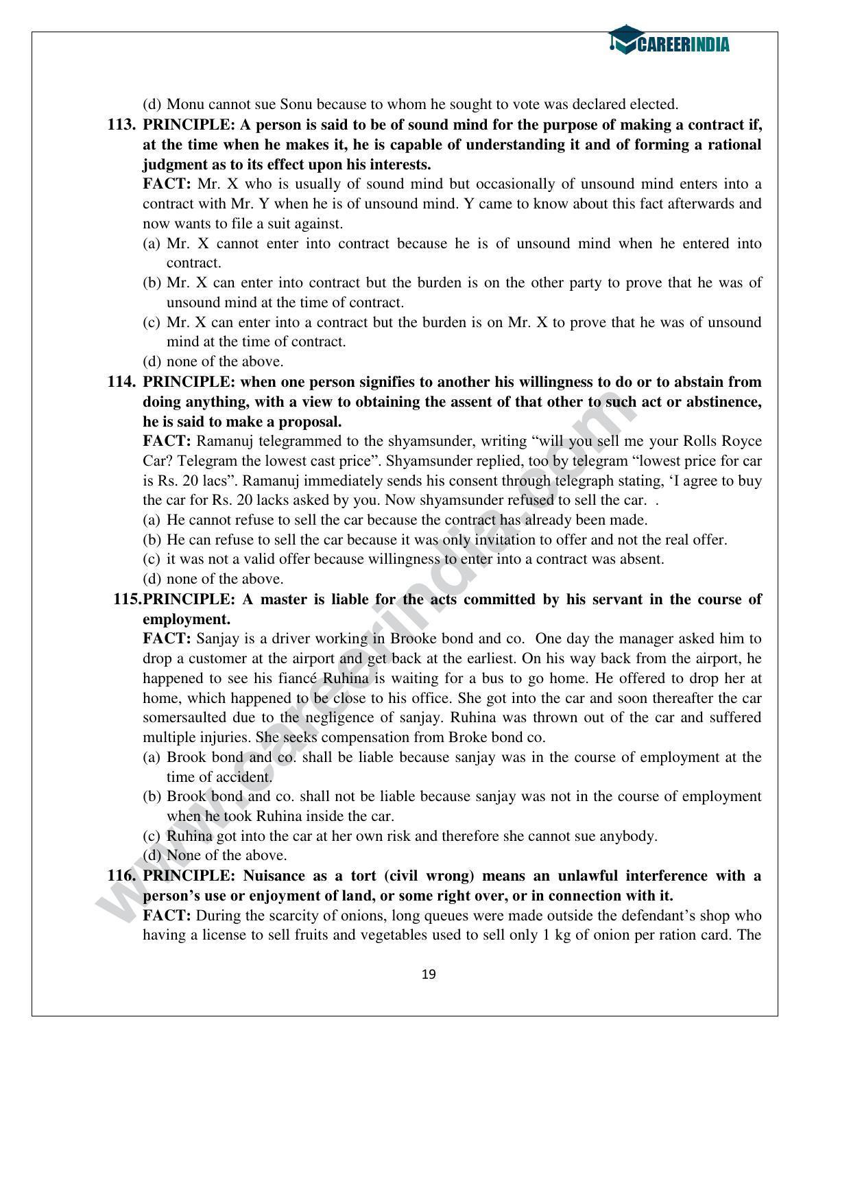 CLAT 2015 UG Question Paper with Answer Key - Page 19