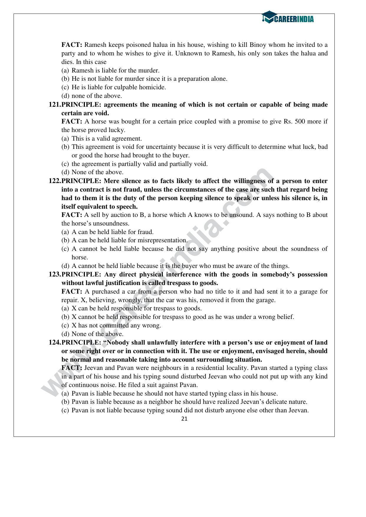 CLAT 2015 UG Question Paper with Answer Key - Page 21