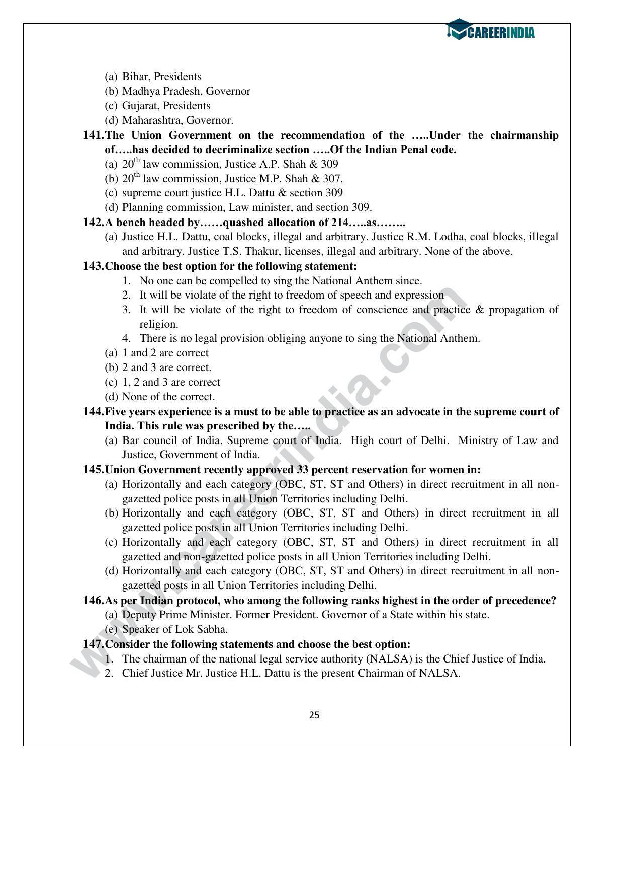 CLAT 2015 UG Question Paper with Answer Key - Page 25
