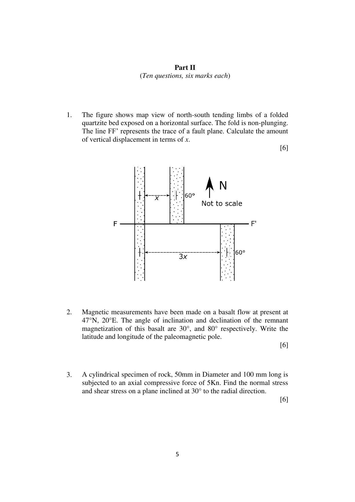 ISI Admission Test JRF in Geology (GEA) 2023 Sample Paper - Page 5