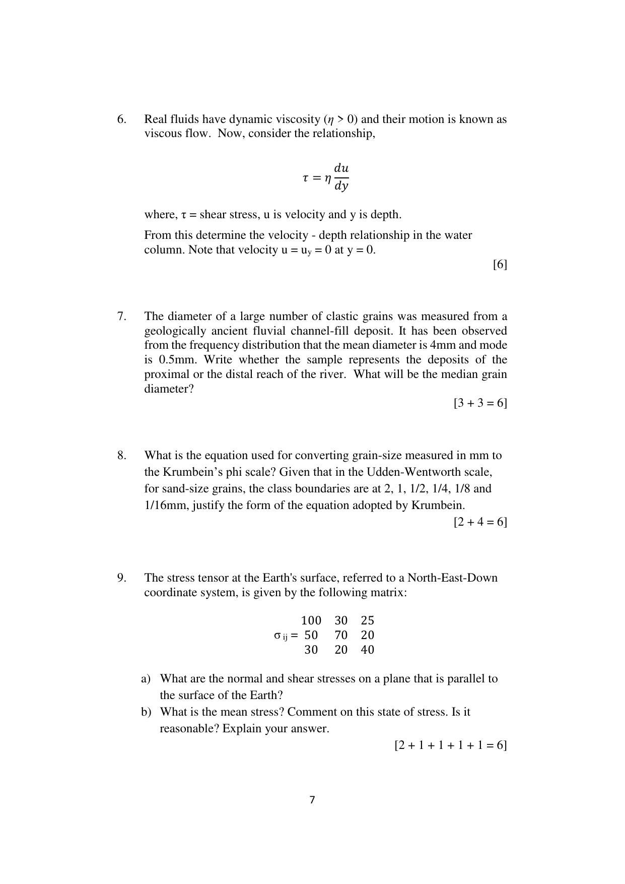 ISI Admission Test JRF in Geology (GEA) 2023 Sample Paper - Page 7