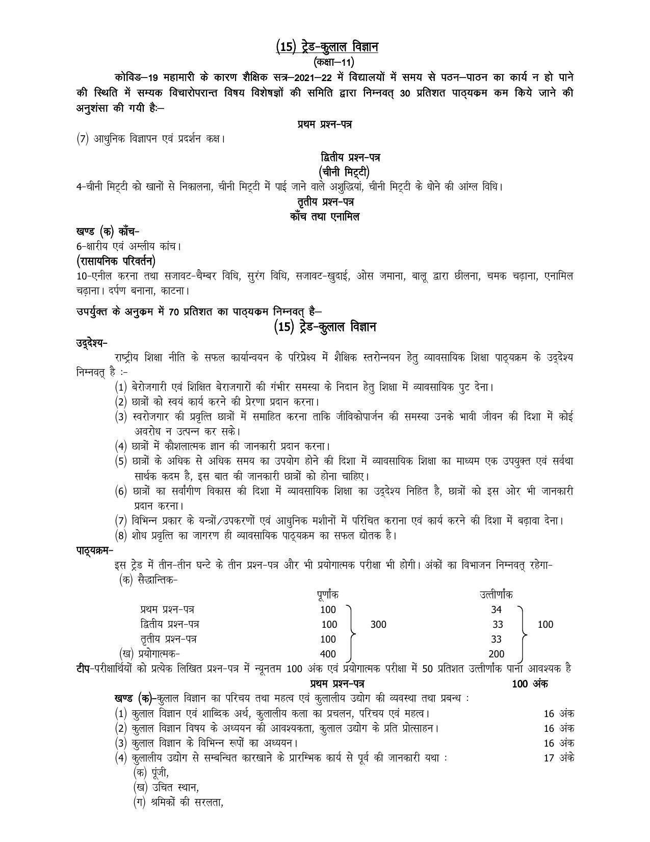 UP Board 11th Syllabus Trade 30 Ceramics - Page 1