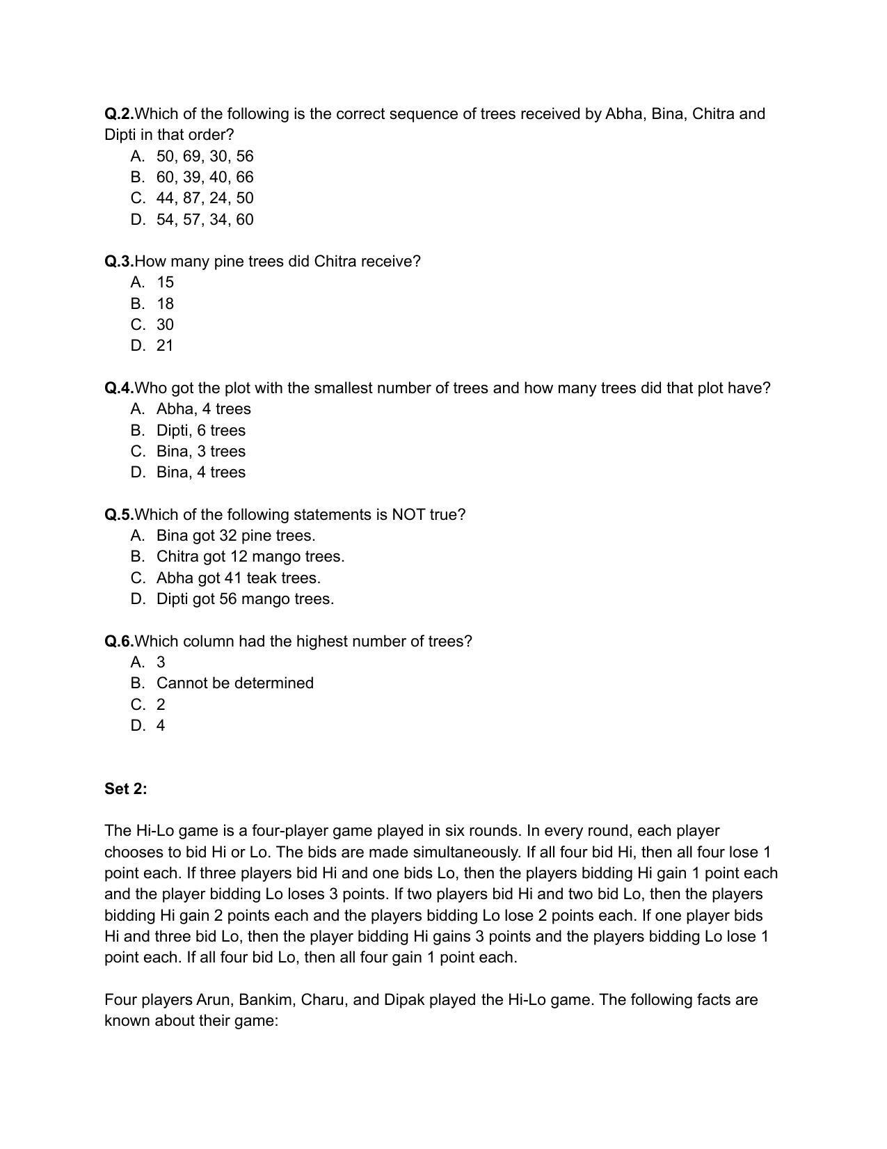 CAT 2020 CAT DILR Slot 3 Question Paper - Page 2