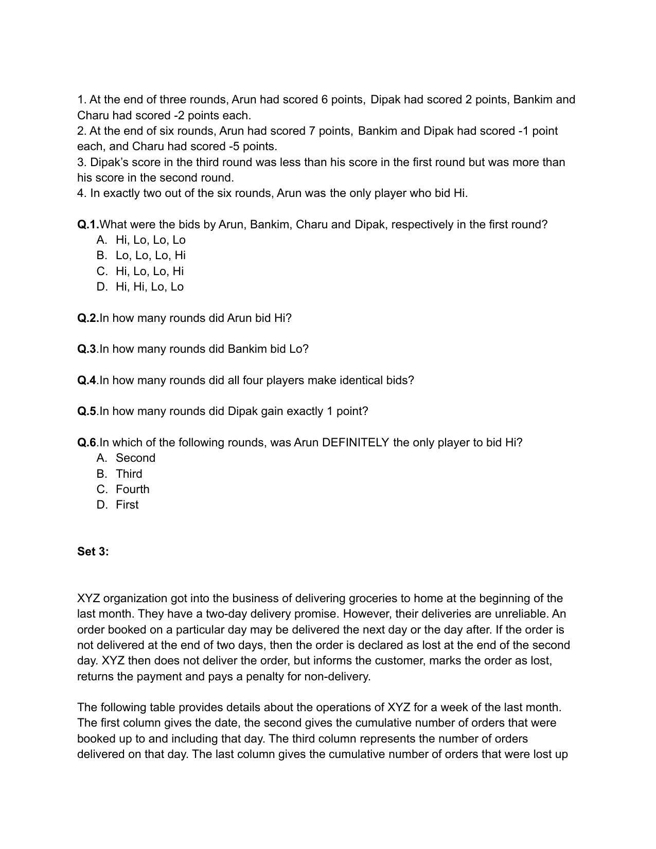 CAT 2020 CAT DILR Slot 3 Question Paper - Page 3