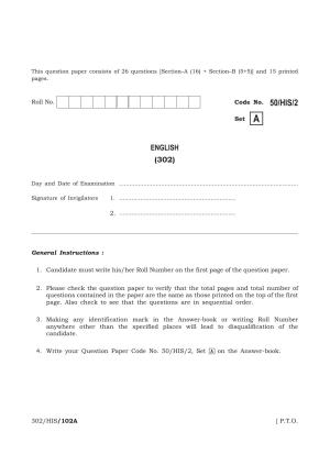 NIOS April 2015 Class 12 English Question Paper