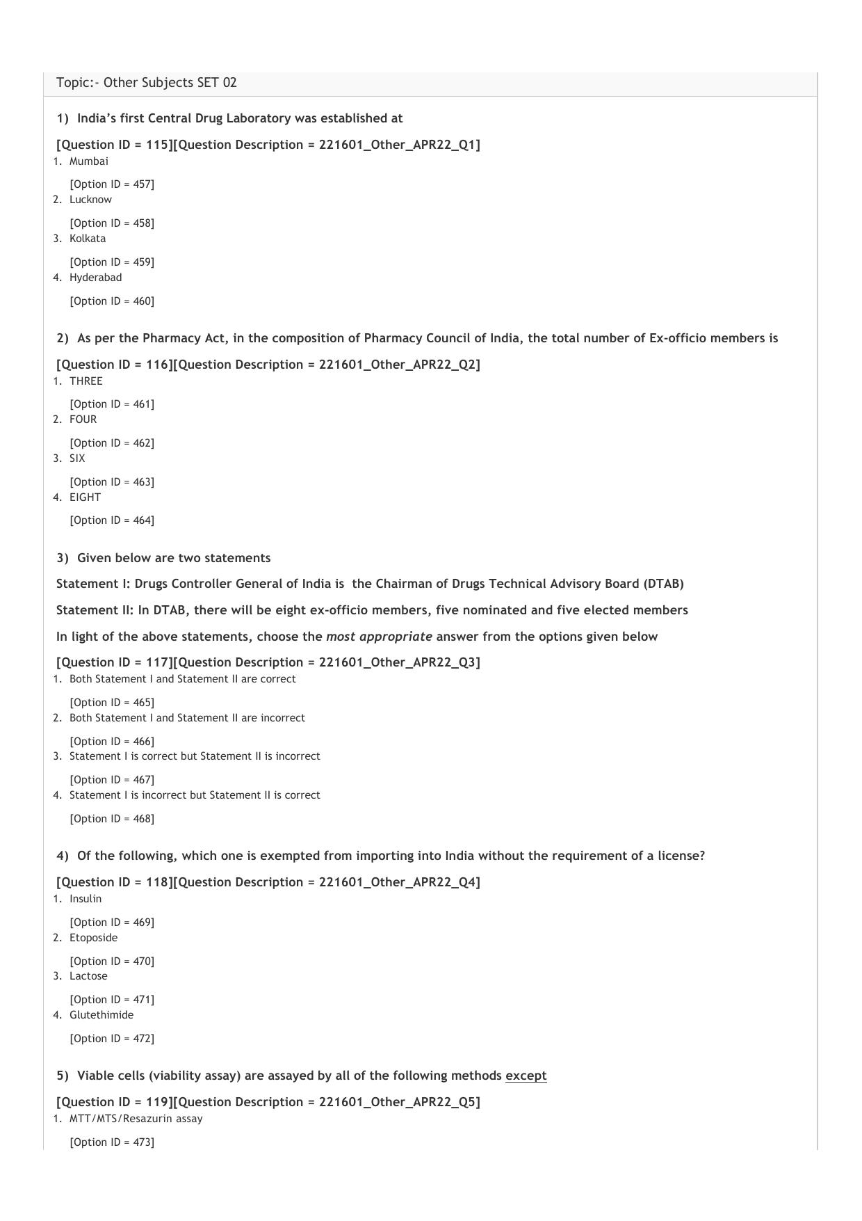 GPAT 2022 Question Paper - Page 31