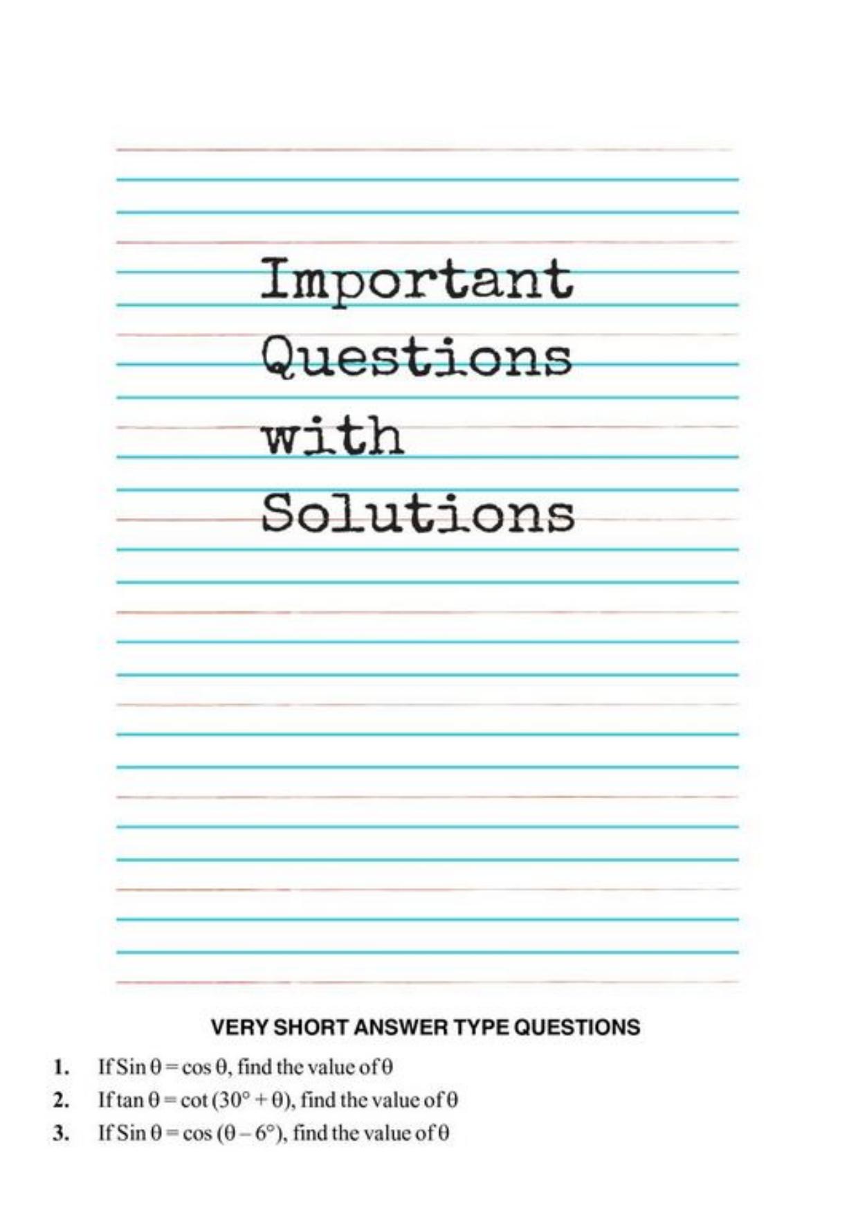 Class 10 Notes, Question & Practice Paper - Mathematics (Topic 8 : Introduction to Trigonometry) - Page 4
