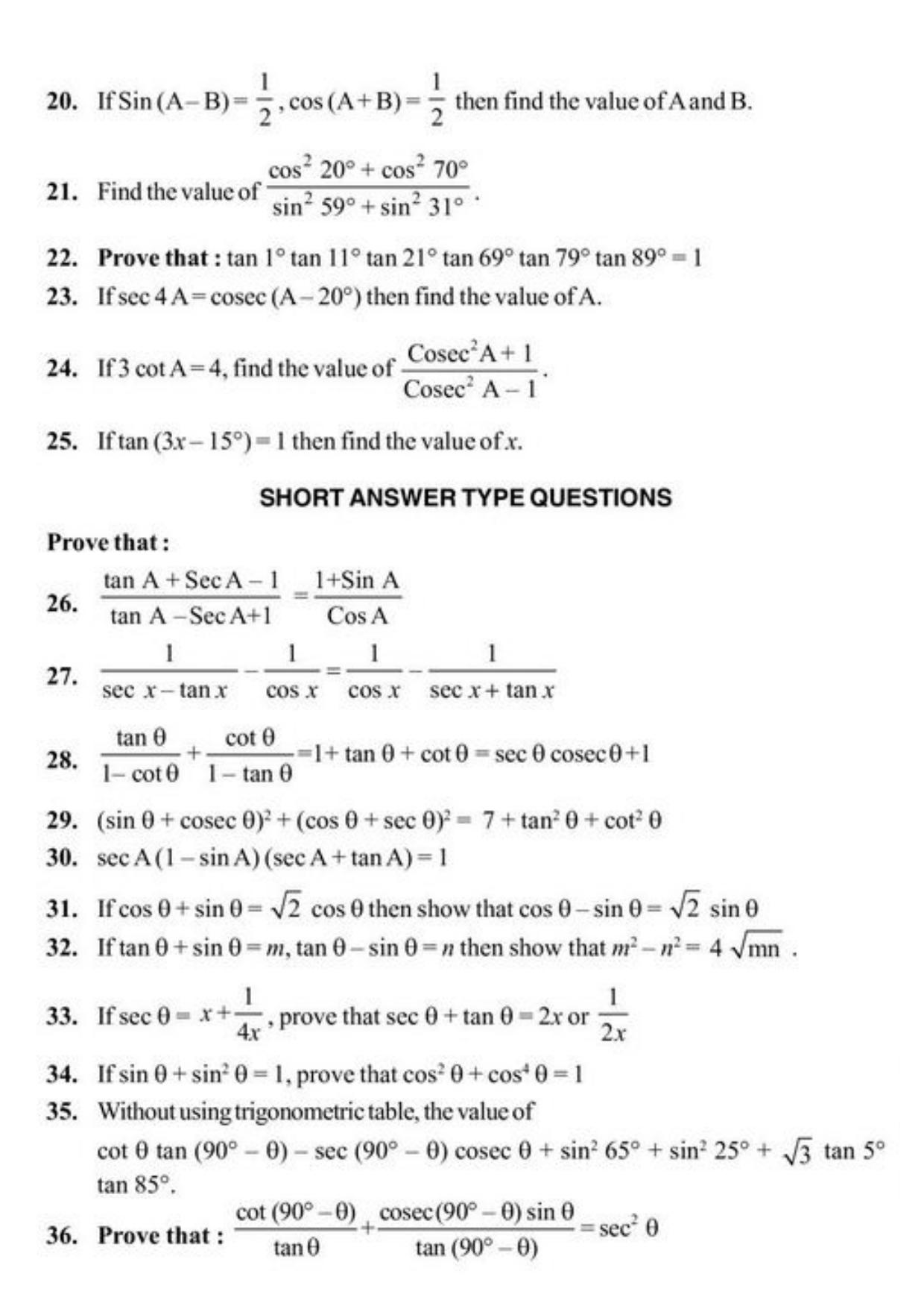 Class 10 Notes, Question & Practice Paper - Mathematics (Topic 8 : Introduction to Trigonometry) - Page 6