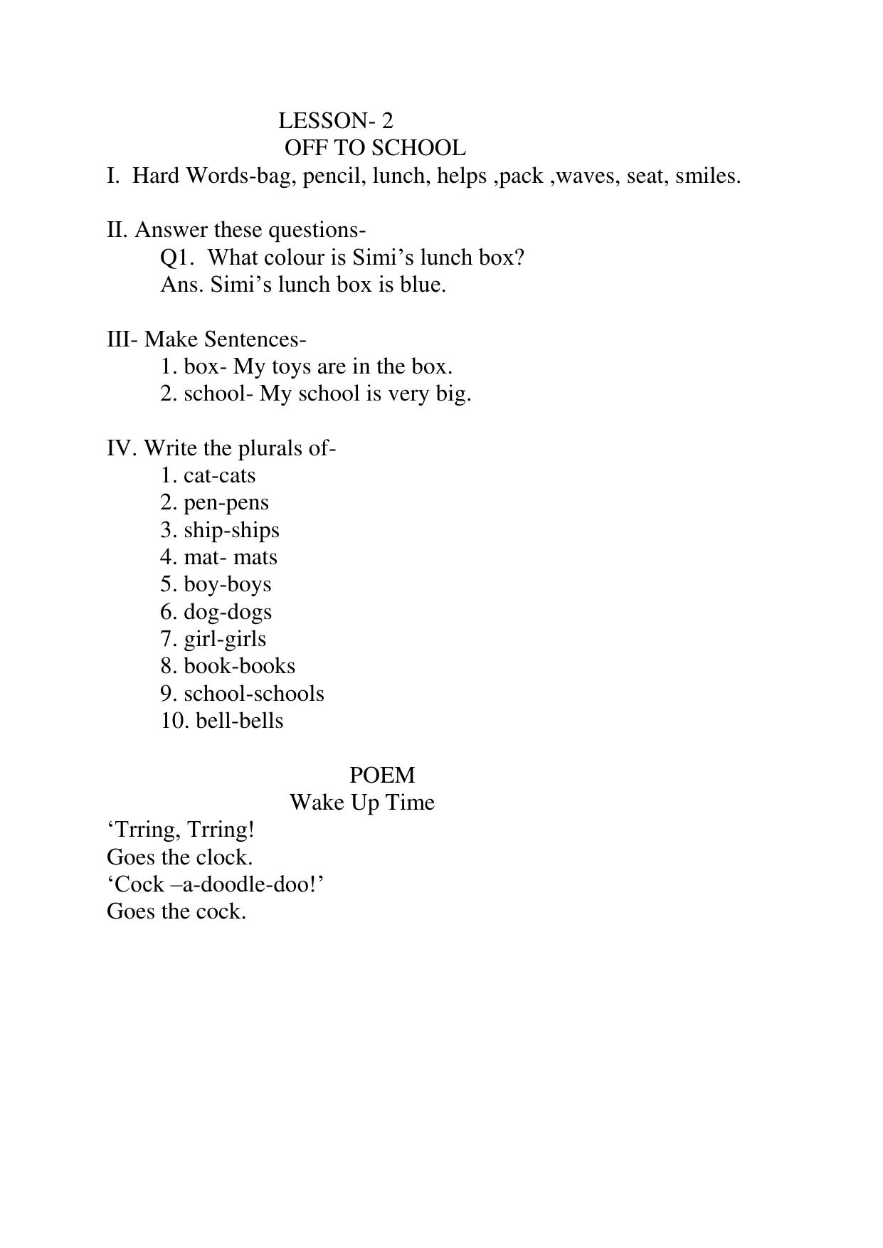 Worksheet for Class 1 English Assignment 81 - Page 2