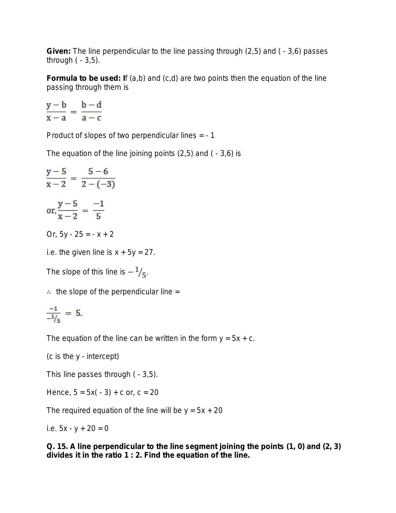 Chapter 20: Straight Lines: RS Aggarwal Class 11 Solutions  - Page 88