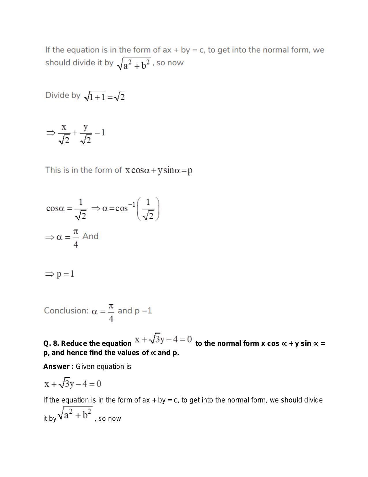 Chapter 20: Straight Lines: RS Aggarwal Class 11 Solutions  - Page 113
