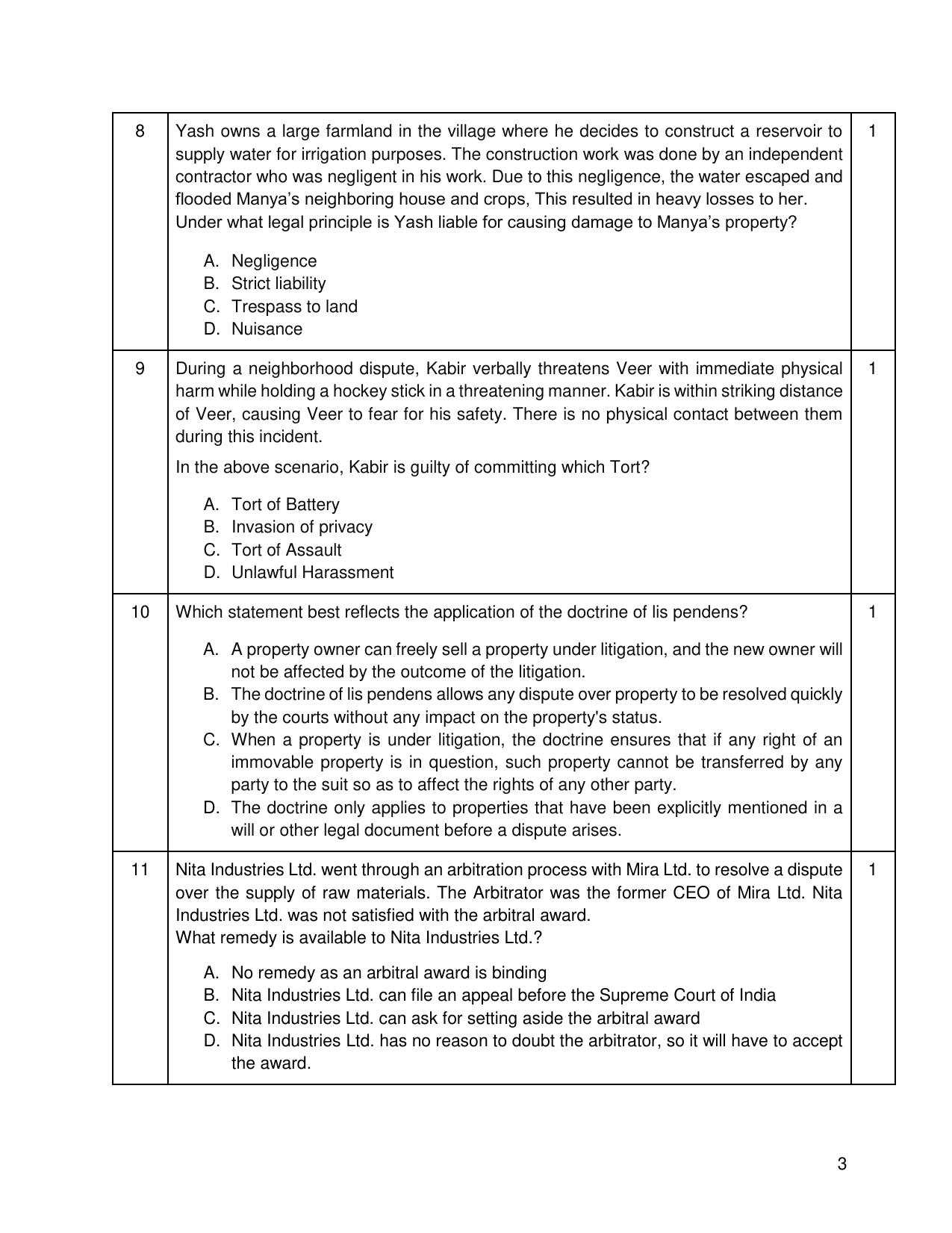CBSE Class 12 Legal Studies Sample Question Paper 2024-25 - Page 3