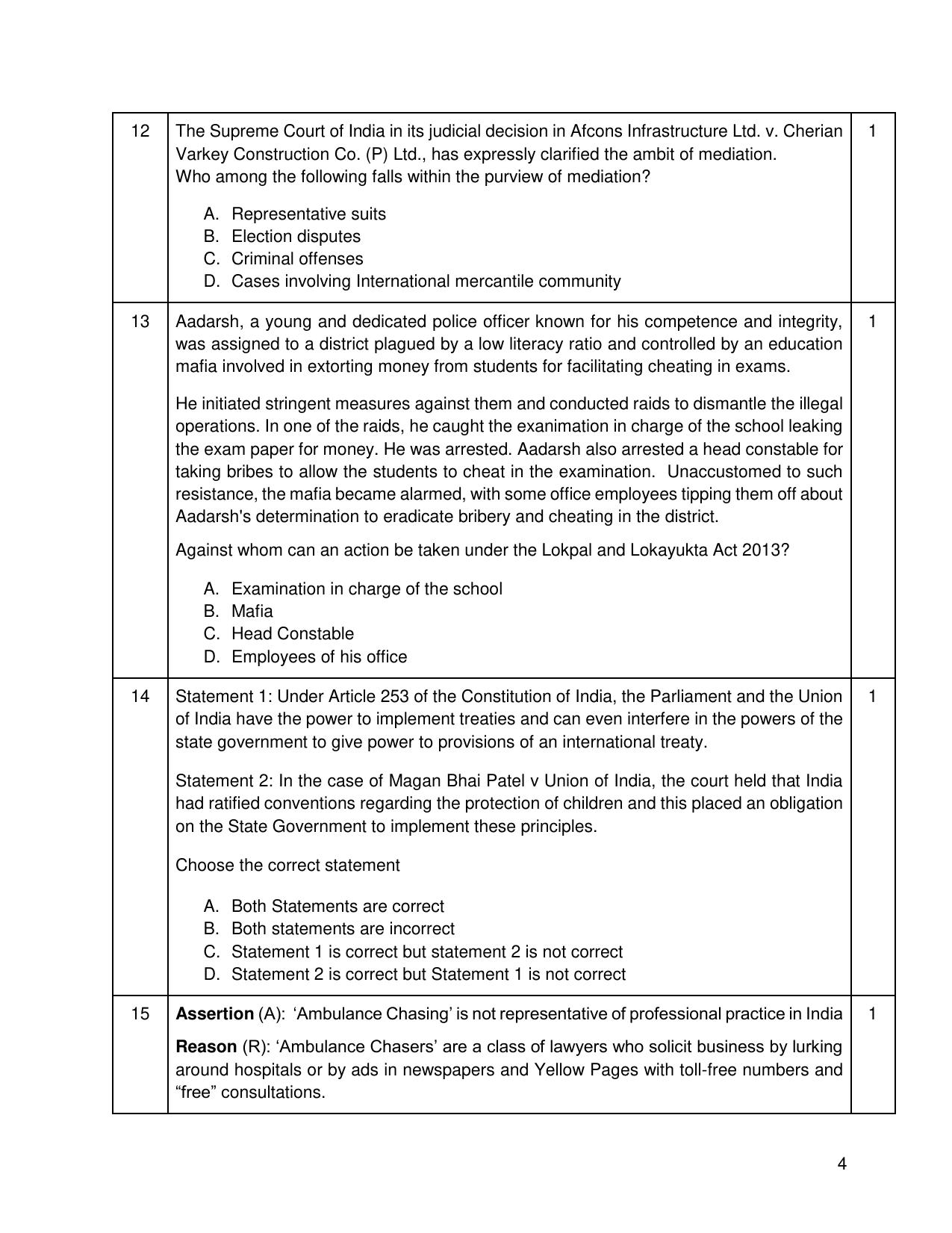 CBSE Class 12 Legal Studies Sample Question Paper 2024-25 - Page 4
