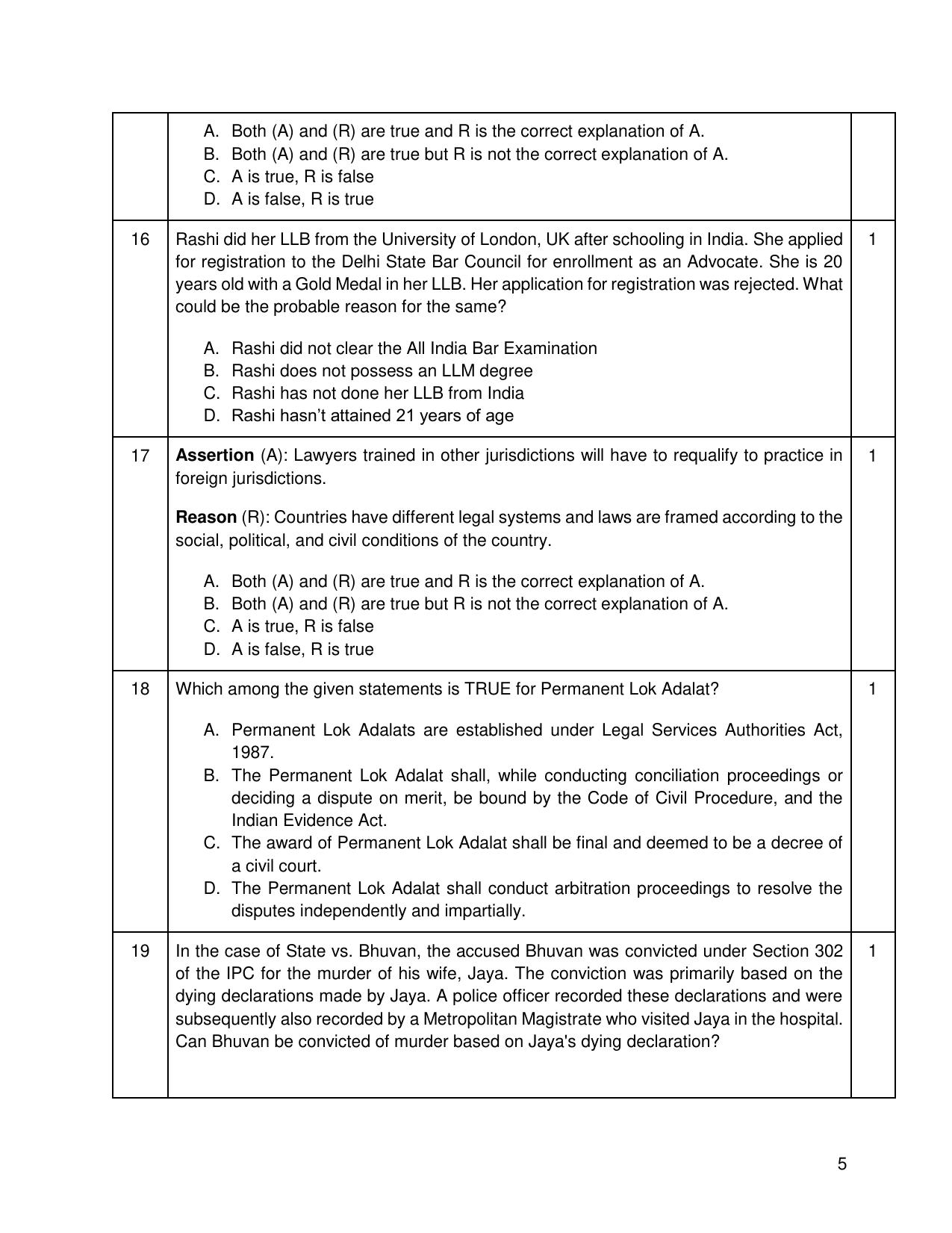 CBSE Class 12 Legal Studies Sample Question Paper 2024-25 - Page 5
