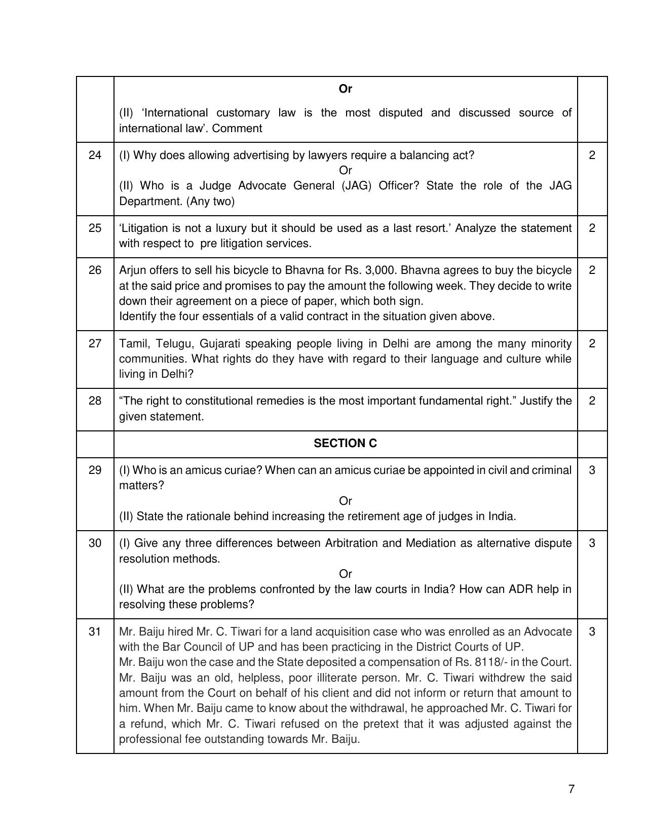 CBSE Class 12 Legal Studies Sample Question Paper 2024-25 - Page 7