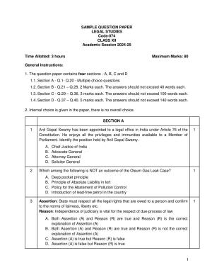 CBSE Class 12 Legal Studies Sample Question Paper 2024-25