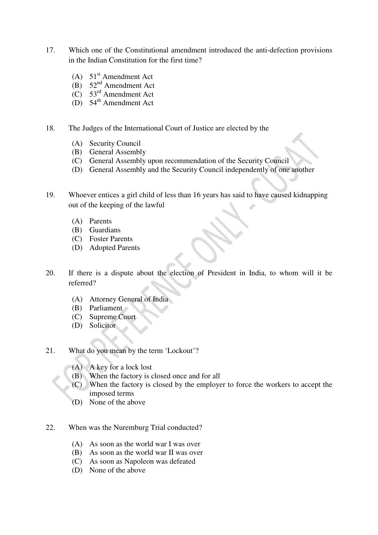 CUSAT CAT 2023 5 YEAR LLB Question Paper - Page 4