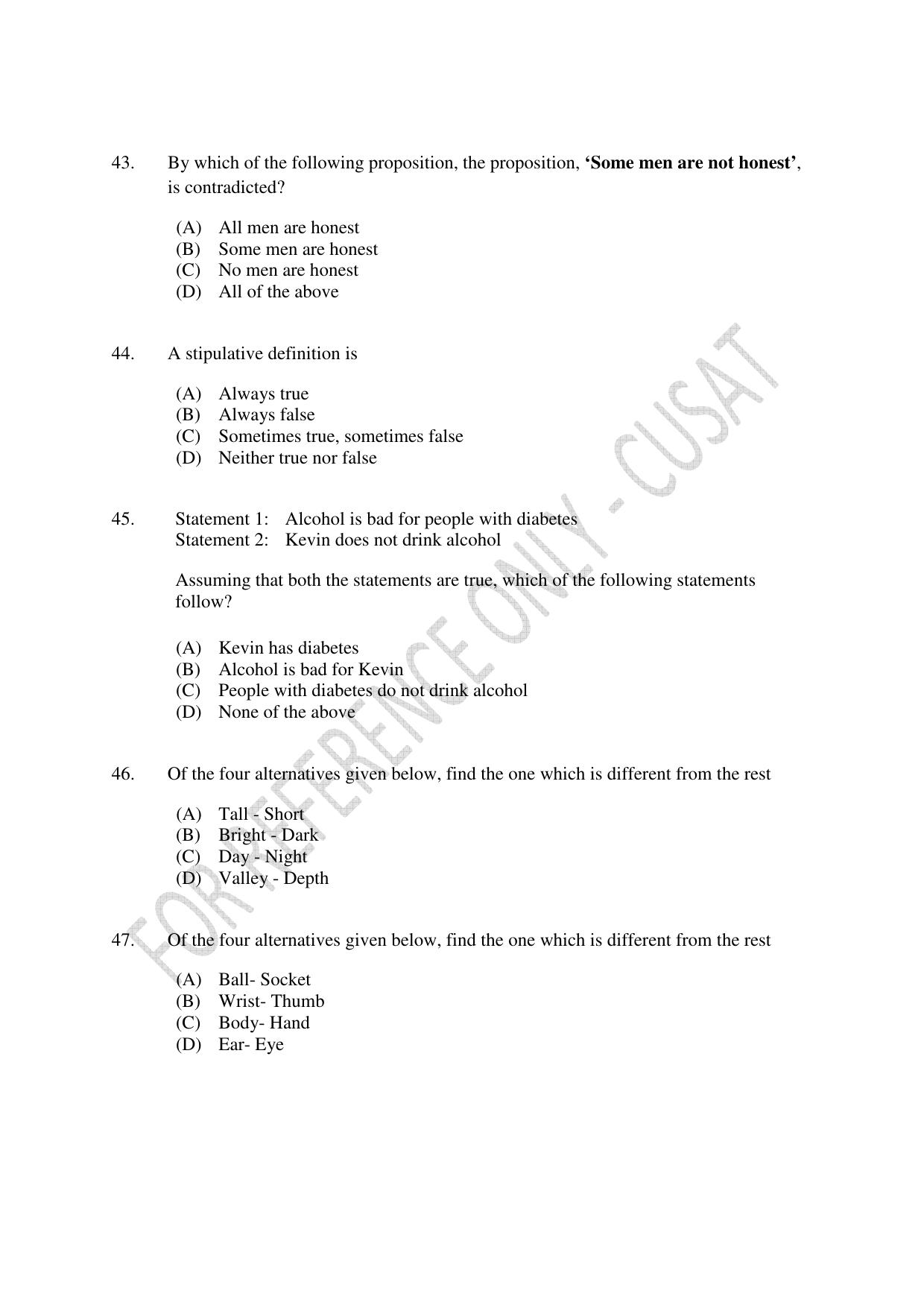CUSAT CAT 2023 5 YEAR LLB Question Paper - Page 9