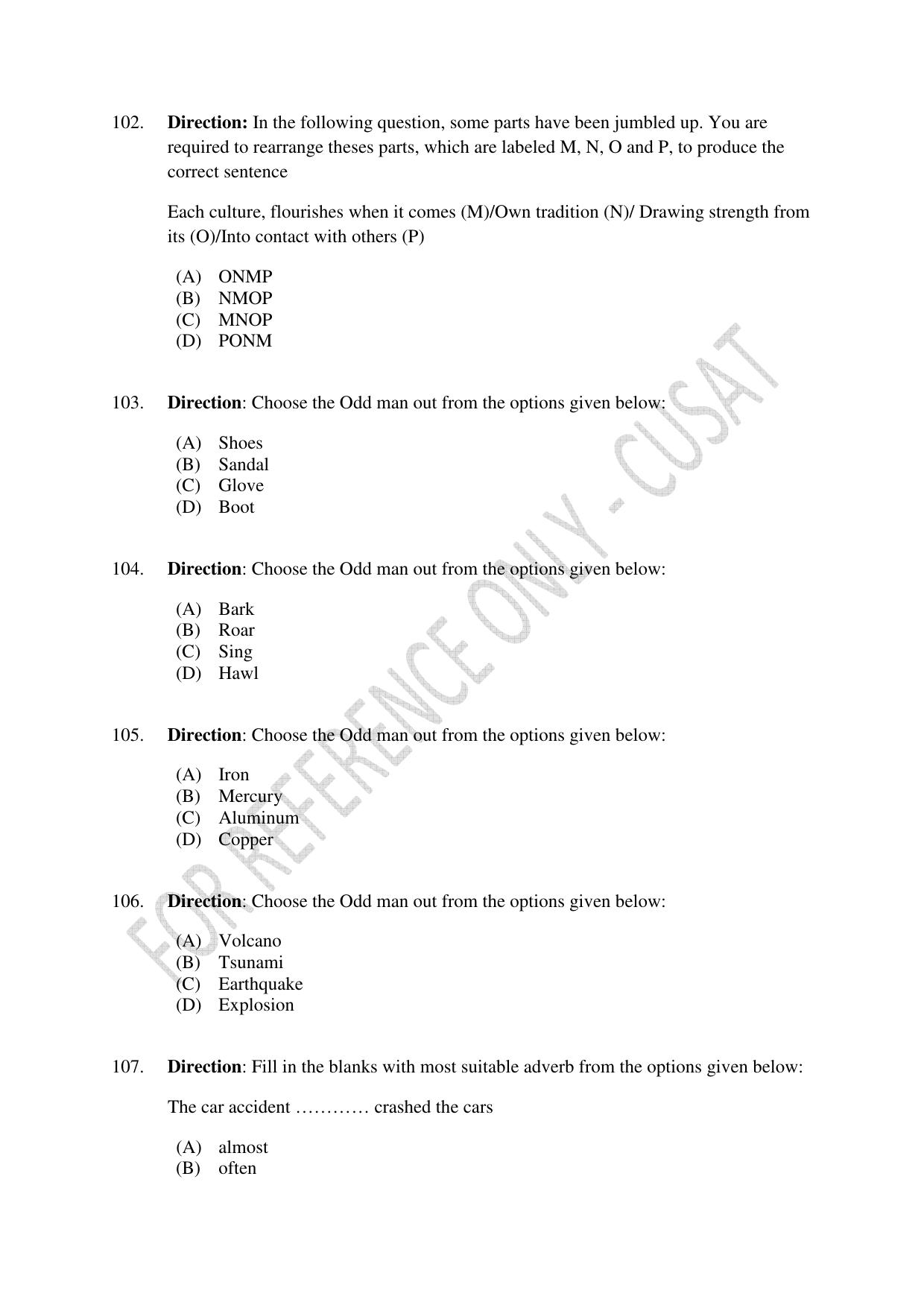 CUSAT CAT 2023 5 YEAR LLB Question Paper - Page 23