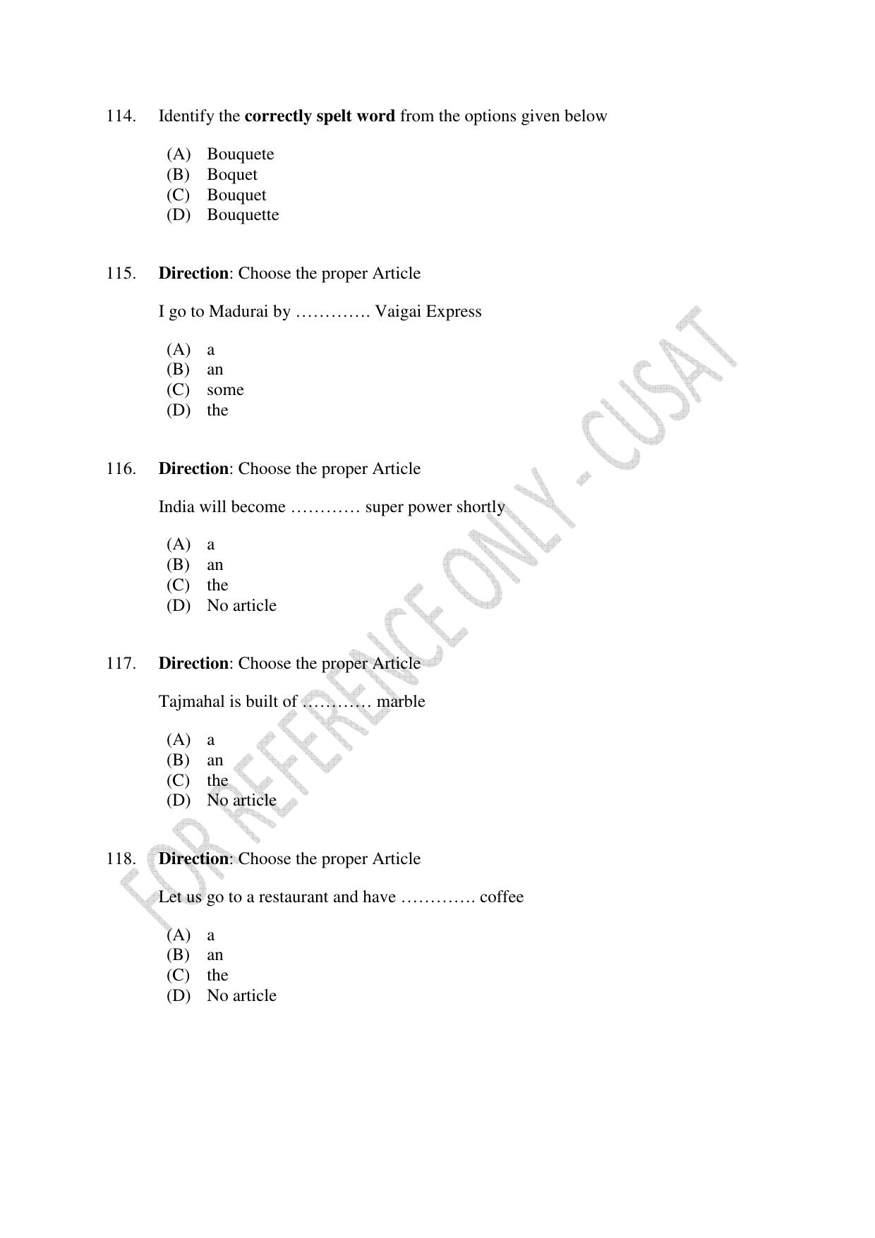 CUSAT CAT 2023 5 YEAR LLB Question Paper - Page 26