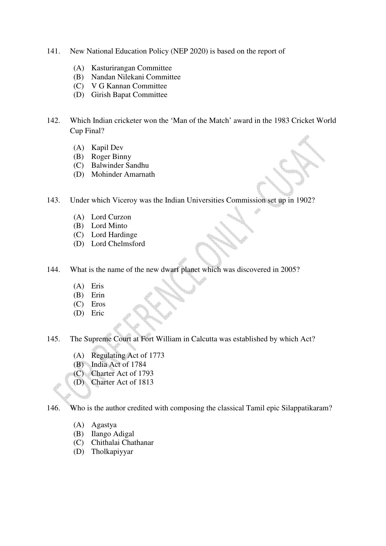CUSAT CAT 2023 5 YEAR LLB Question Paper - Page 31
