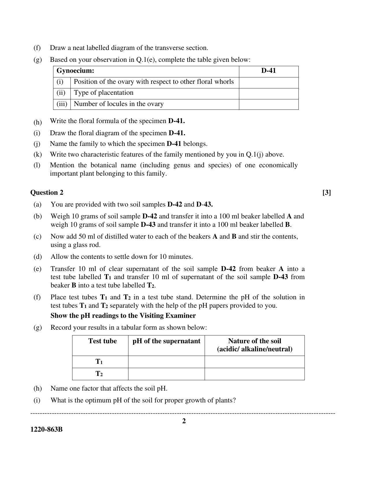 ISC Class 12 2020 Biology Paper II Question Paper - Page 2