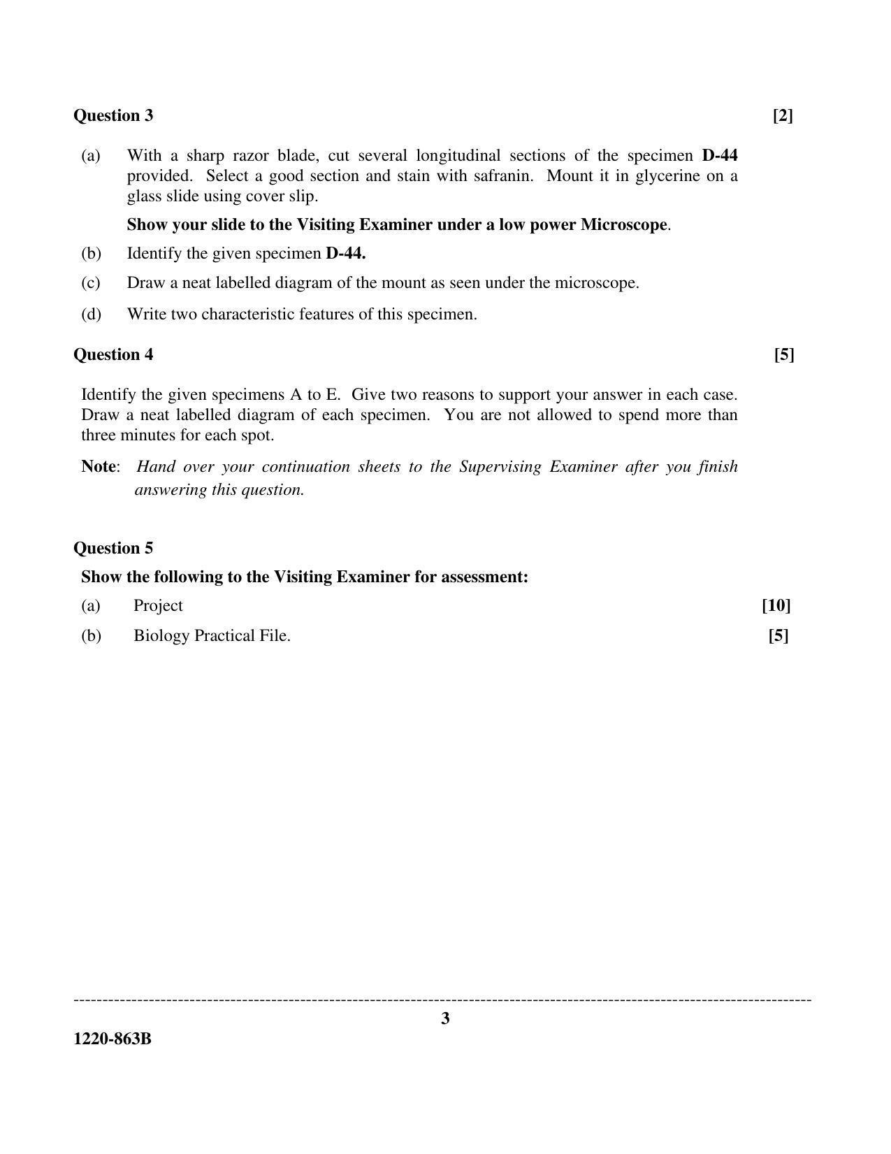 ISC Class 12 2020 Biology Paper II Question Paper - Page 3