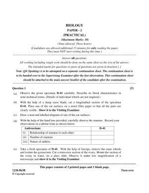 ISC Class 12 2020 Biology Paper II Question Paper