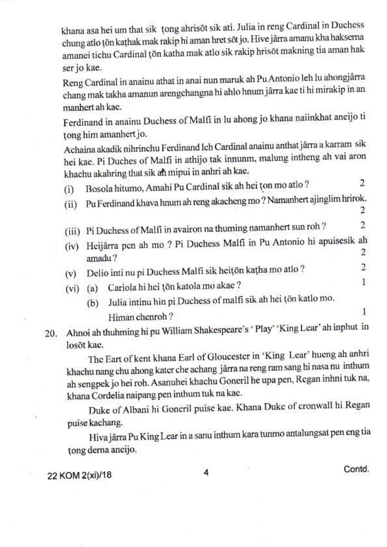COHSEM Class 12 Kom (M.I.L.) 2018 Question Papers - Page 4