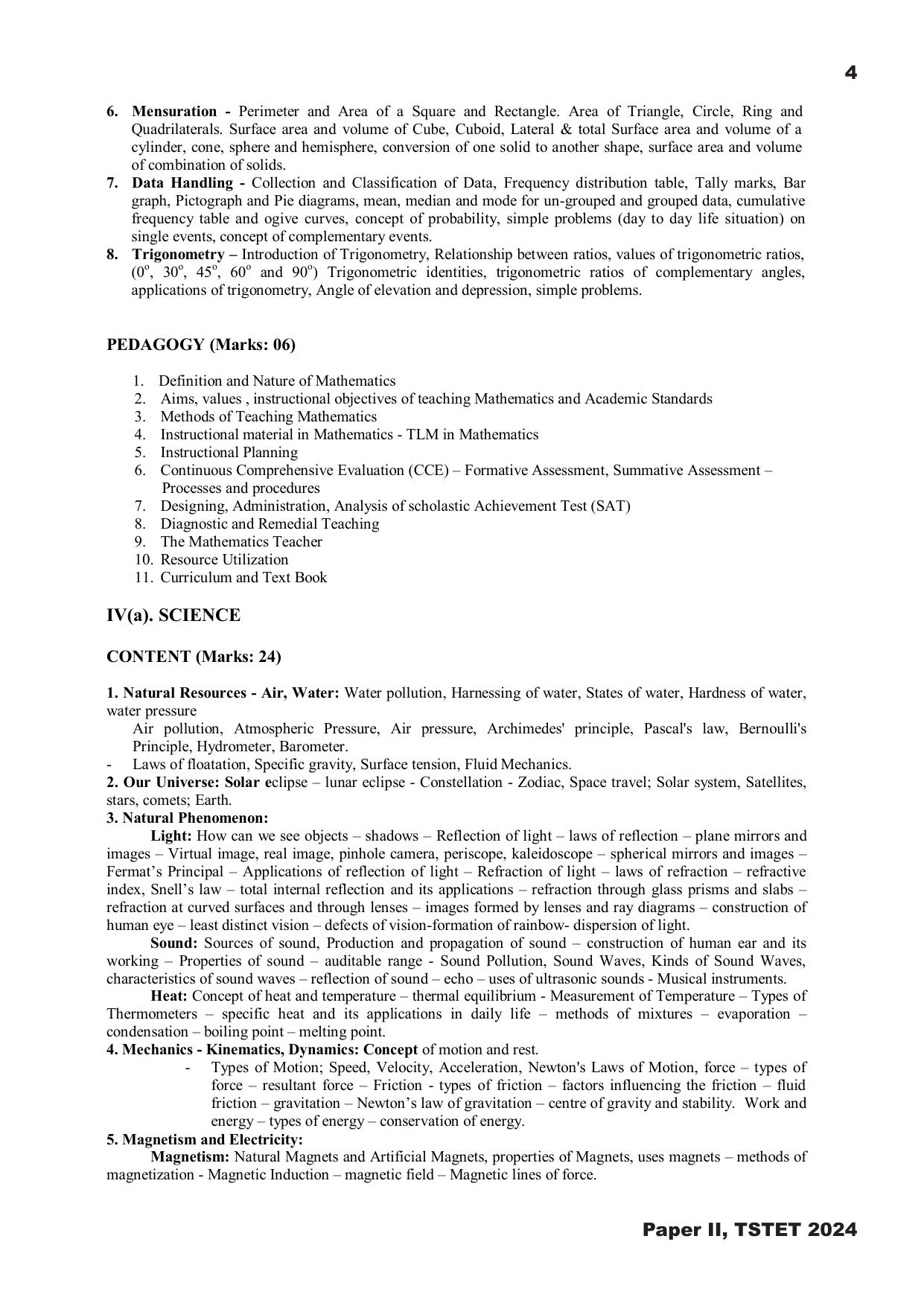 TS TET Syllabus - Paper-II (Telugu) - Page 4