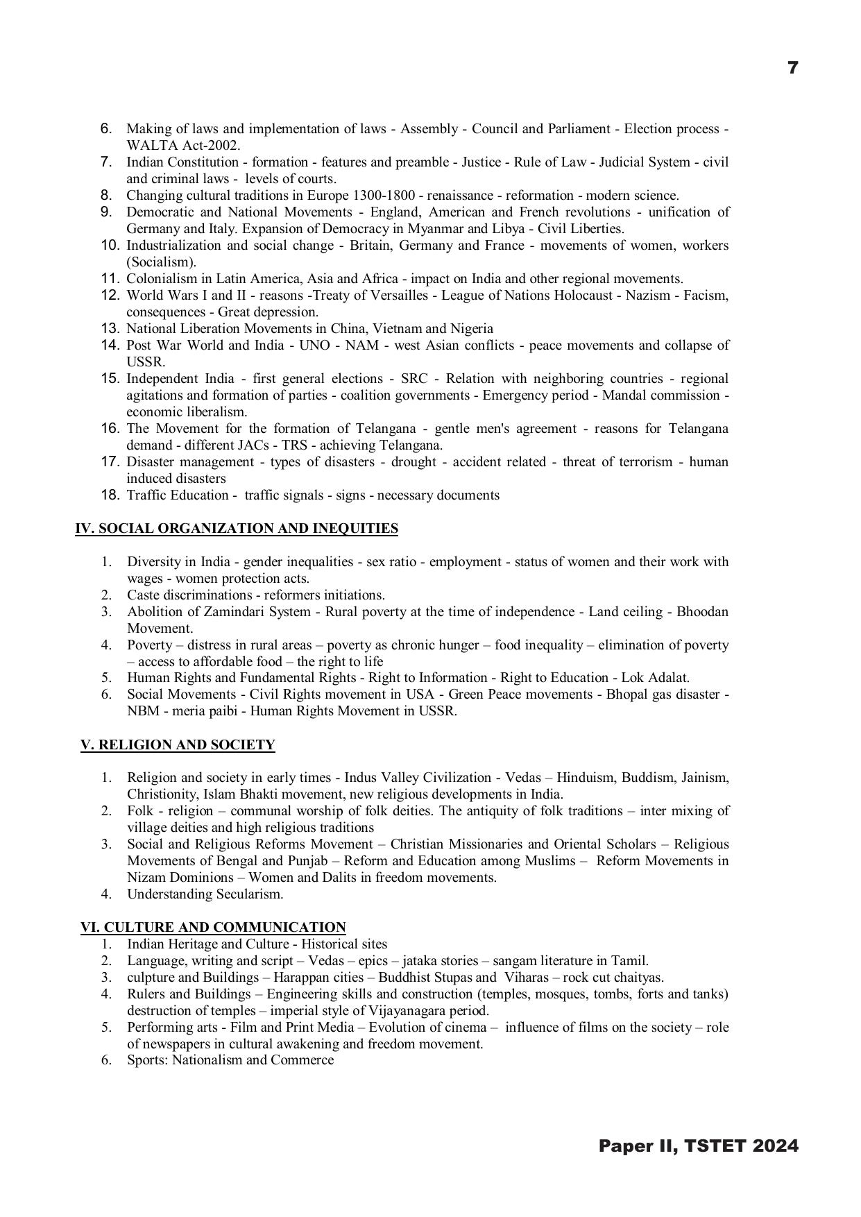TS TET Syllabus - Paper-II (Telugu) - Page 7