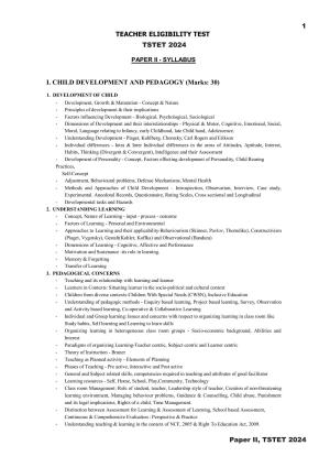 TS TET Syllabus - Paper-II (Telugu)