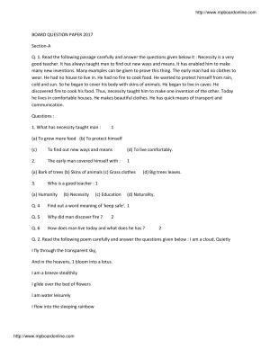 MP Board Class 10 English 2017 Question Paper
