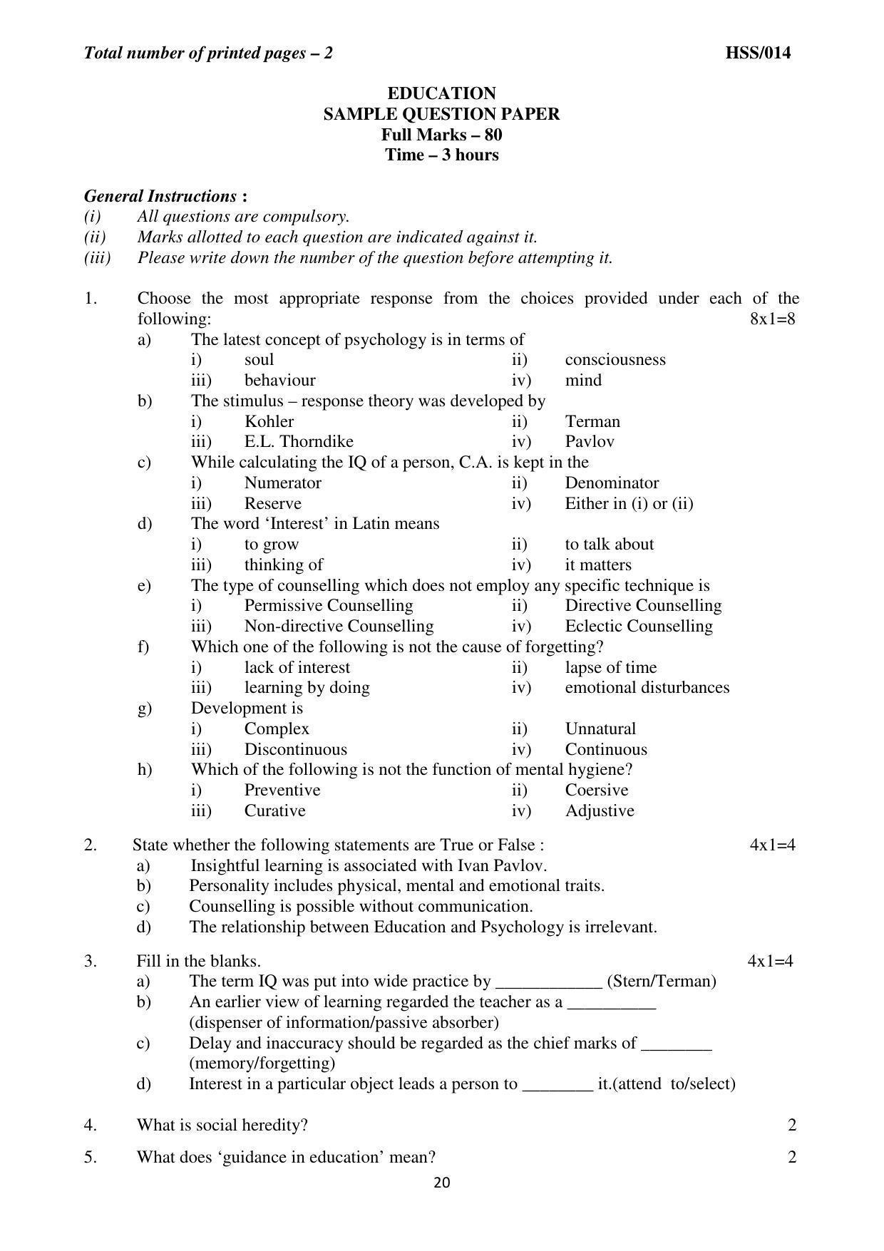 MBSE HSSLC All subject Sample Papers - Page 26