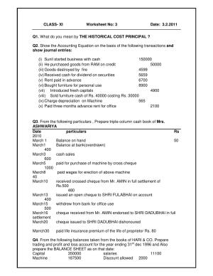 CBSE Worksheets for Class 11 Accountancy Assignment 2
