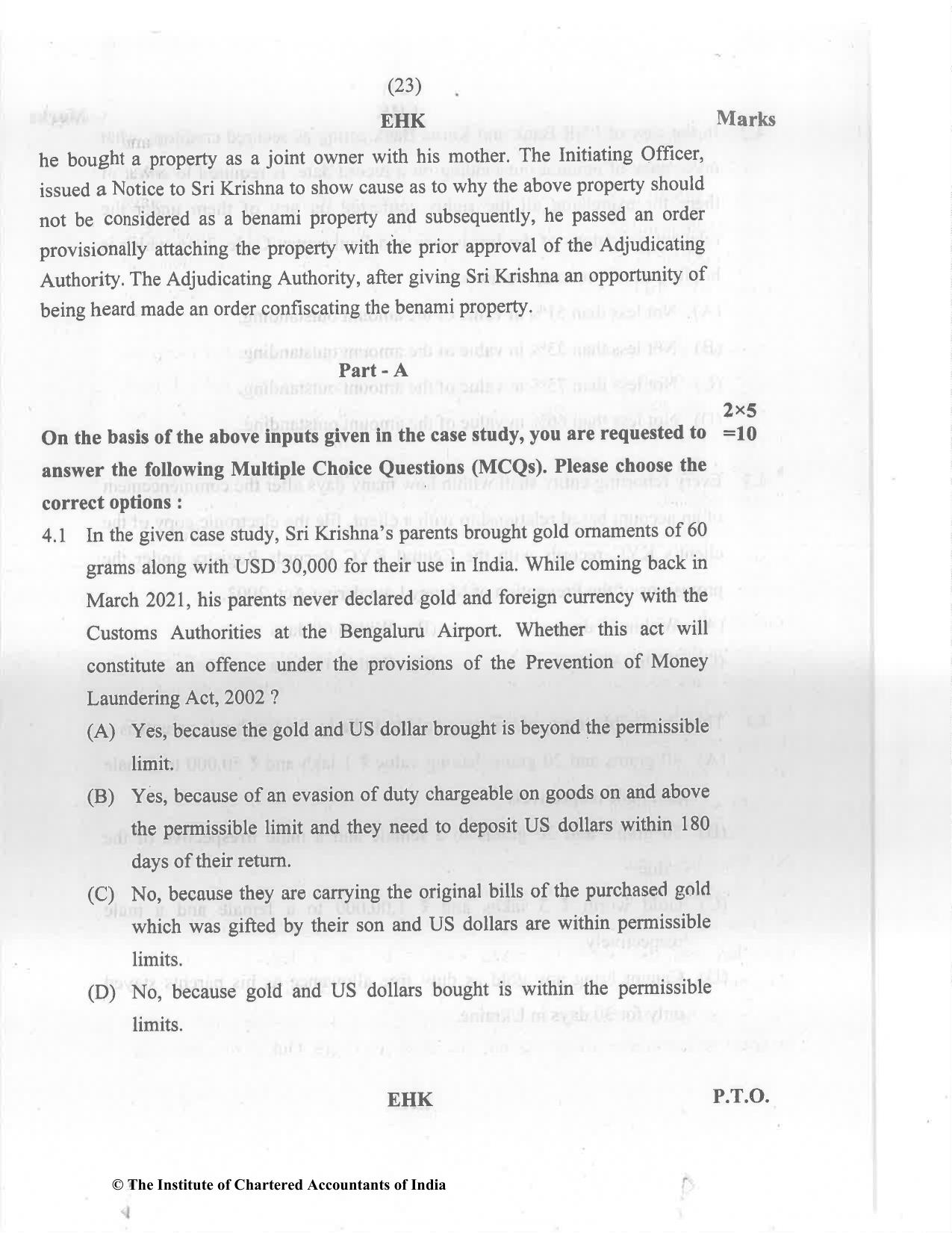 CA Final Nov 2022 Question Paper - Paper 6D – Economic Laws - Page 23