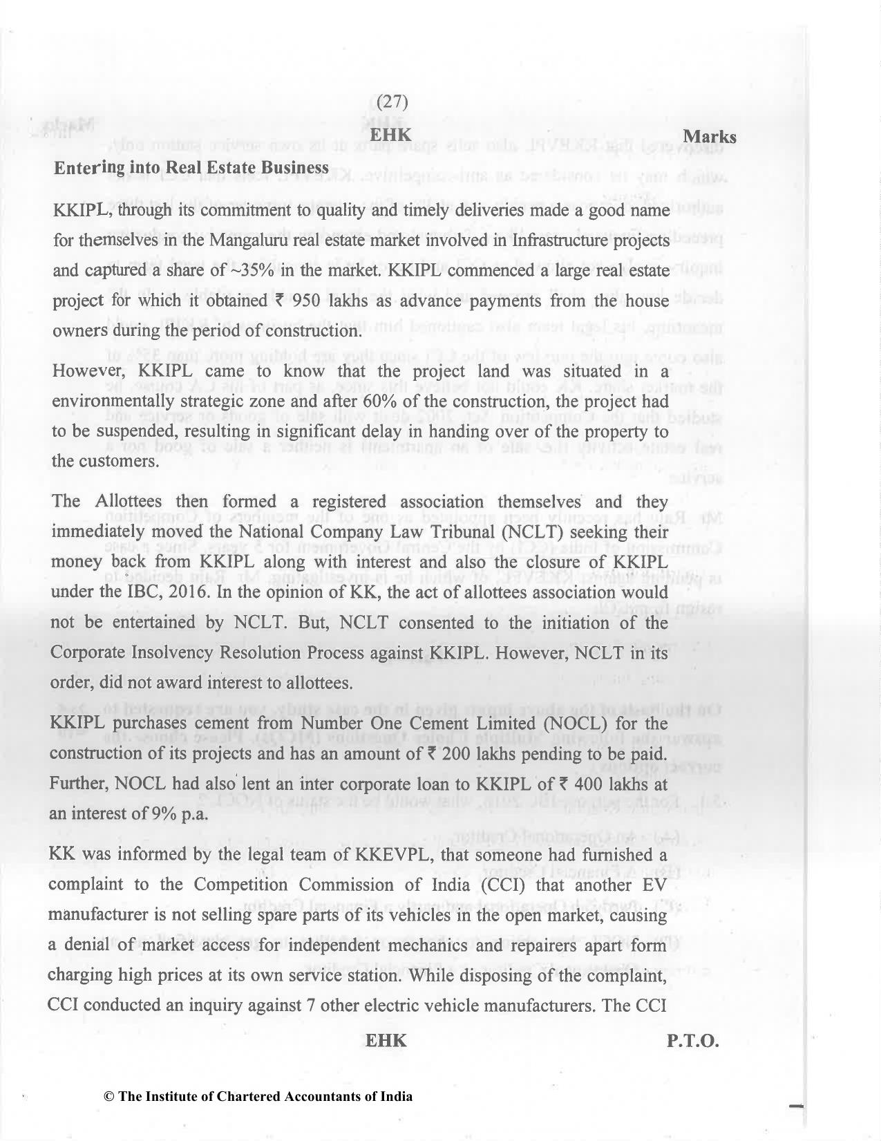 CA Final Nov 2022 Question Paper - Paper 6D – Economic Laws - Page 27