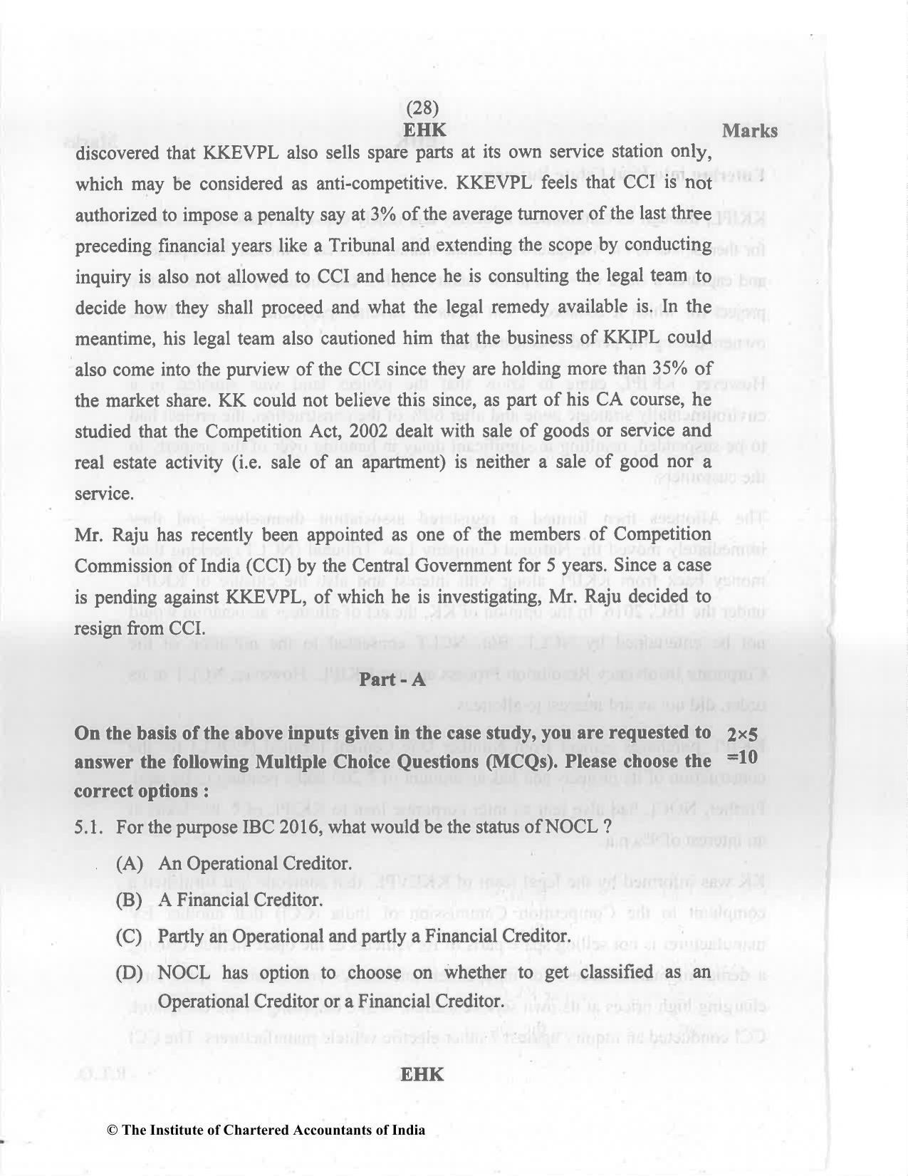 CA Final Nov 2022 Question Paper - Paper 6D – Economic Laws - Page 28