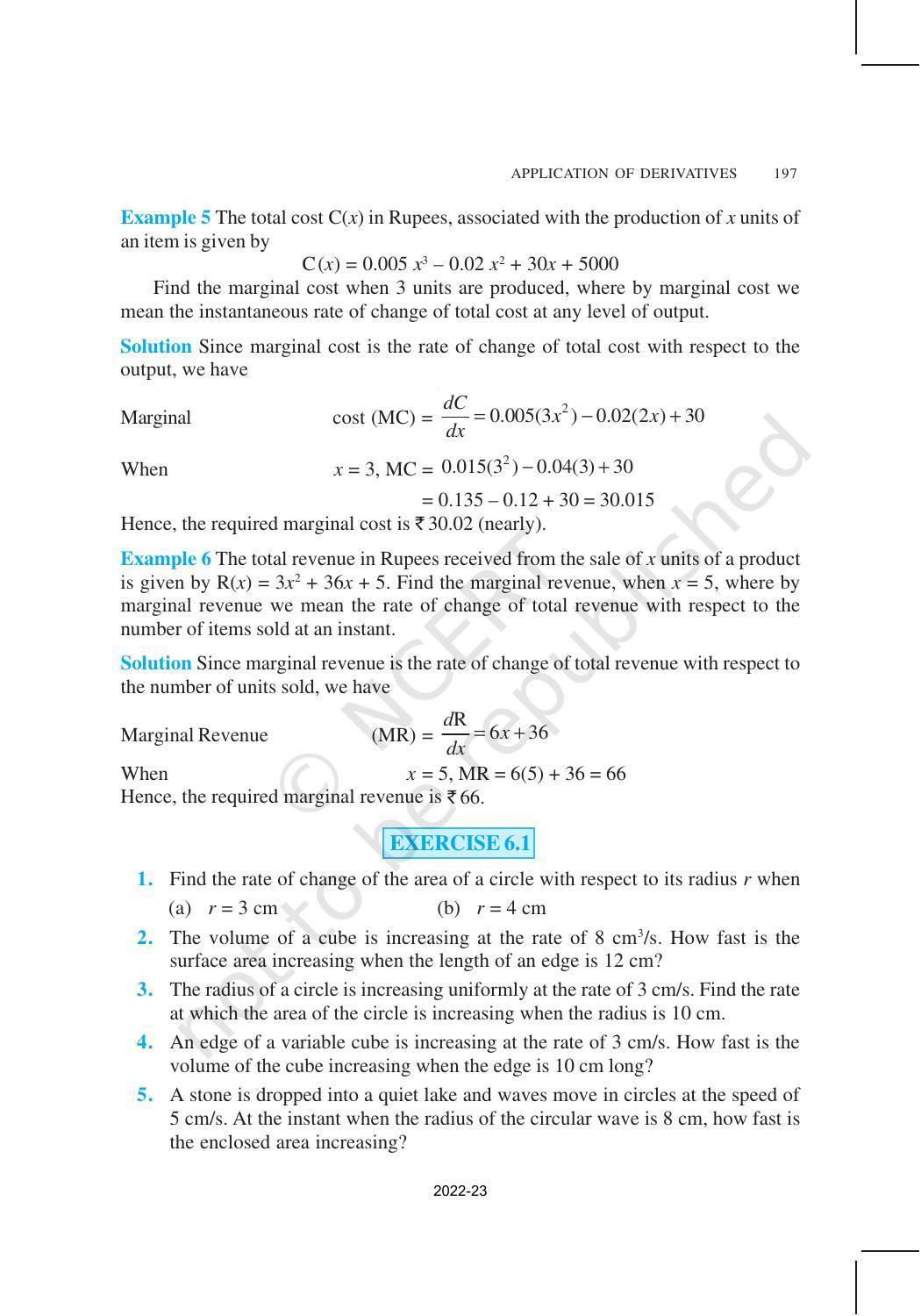 NCERT Book for Class 12 Maths Chapter 6 Application of Derivatives - Page 4