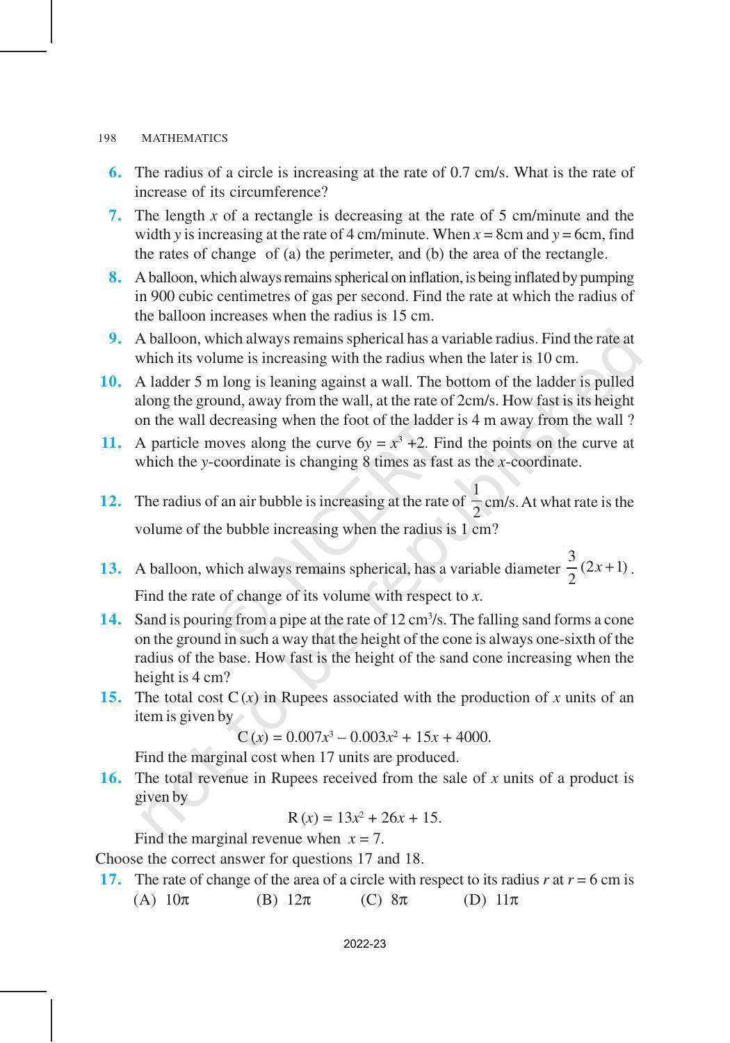 NCERT Book for Class 12 Maths Chapter 6 Application of Derivatives - Page 5